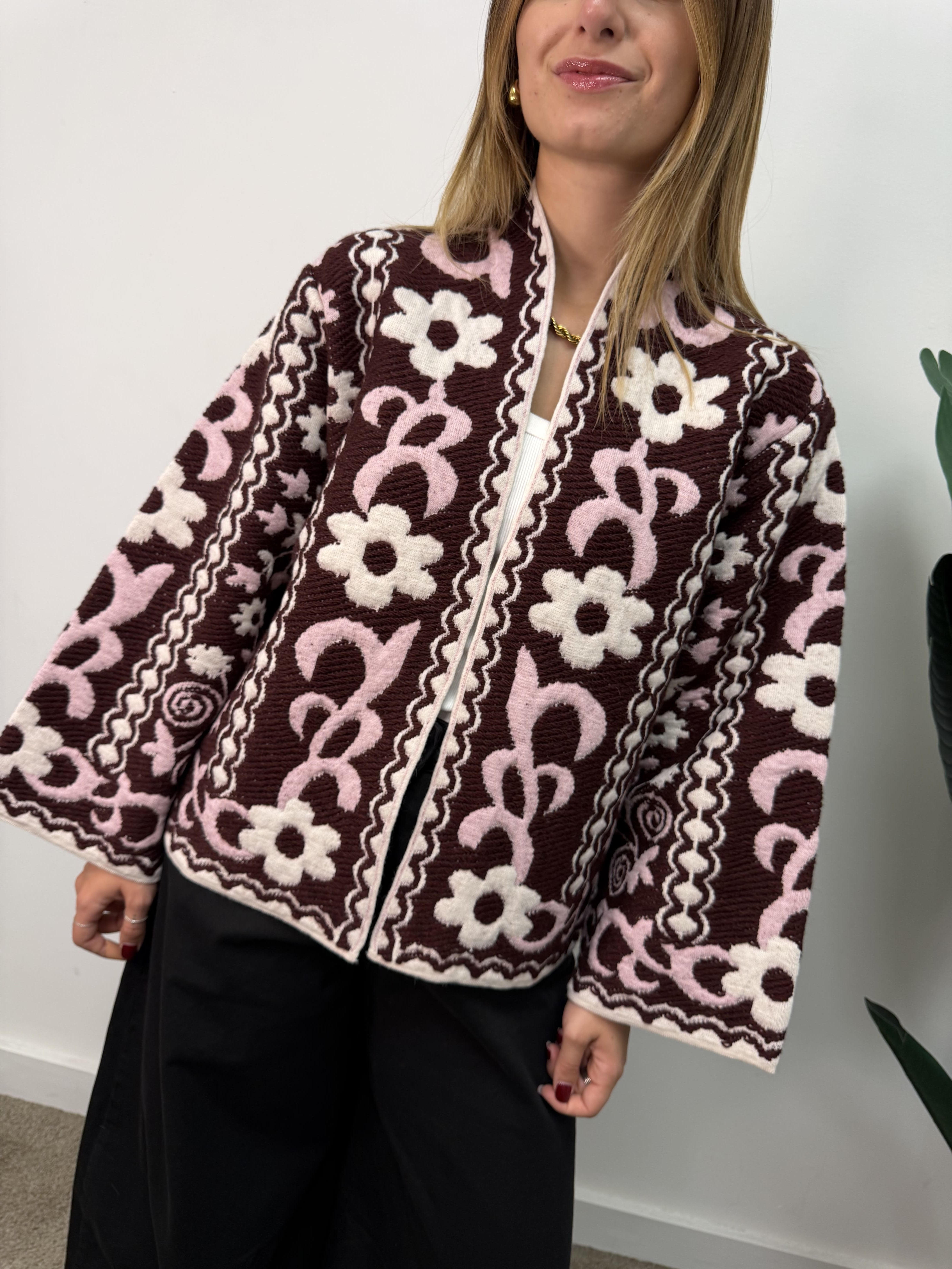 Cardigan caban jacquard Tensione In
