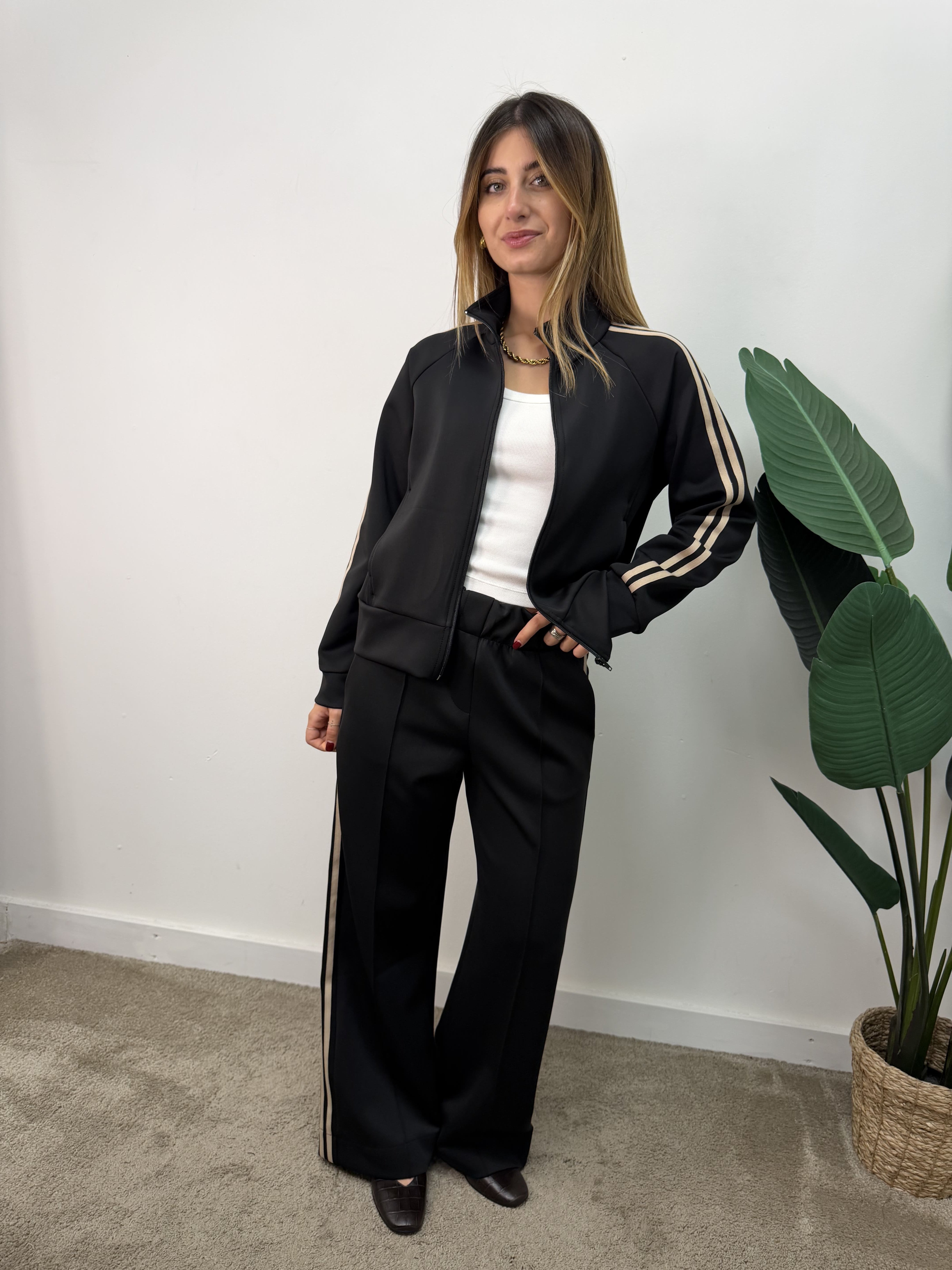 Pantalone acetato con bande laterali Susy Mix
