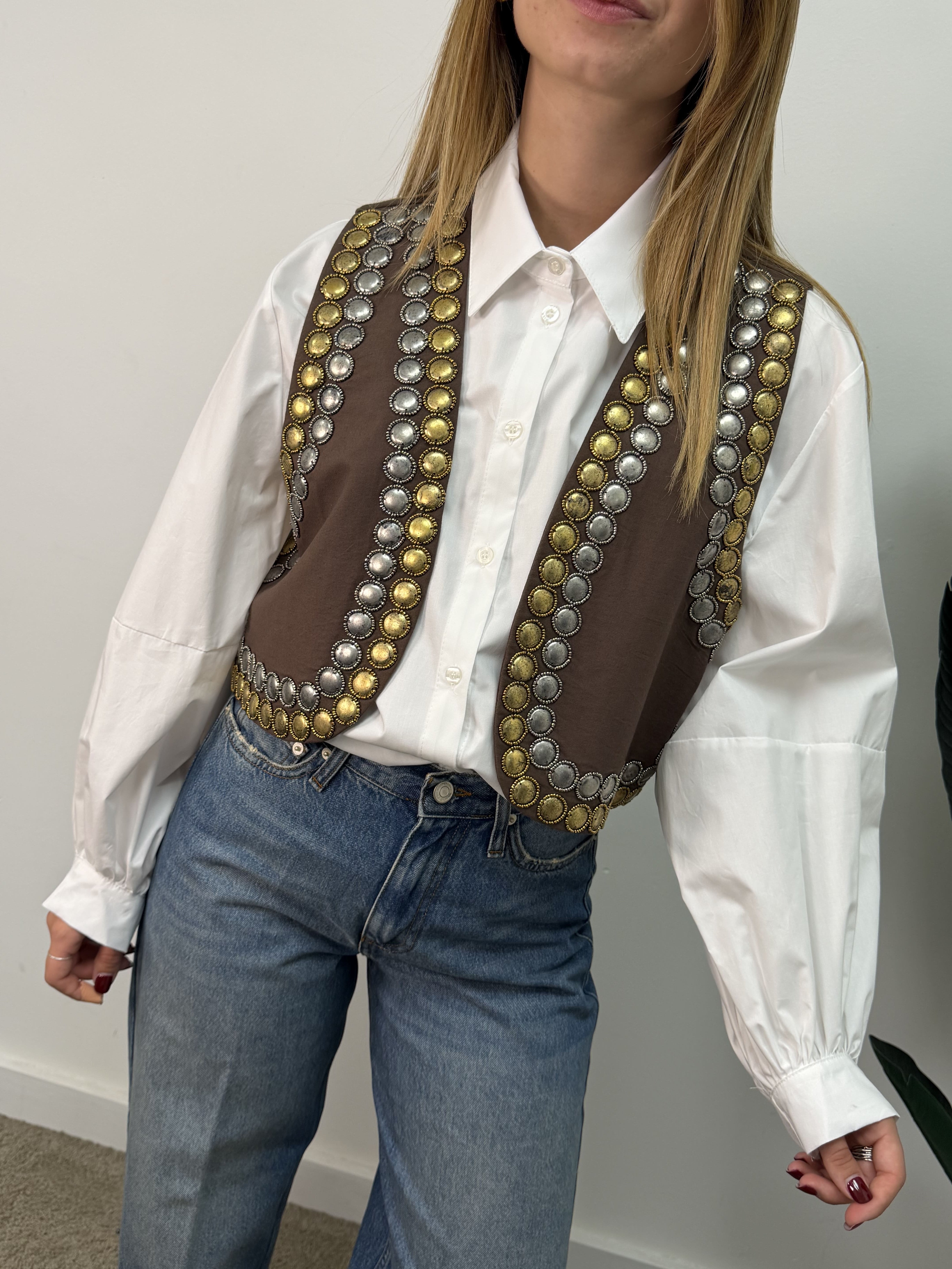 Gilet in cotone con applicazioni oro/ argento Dixie