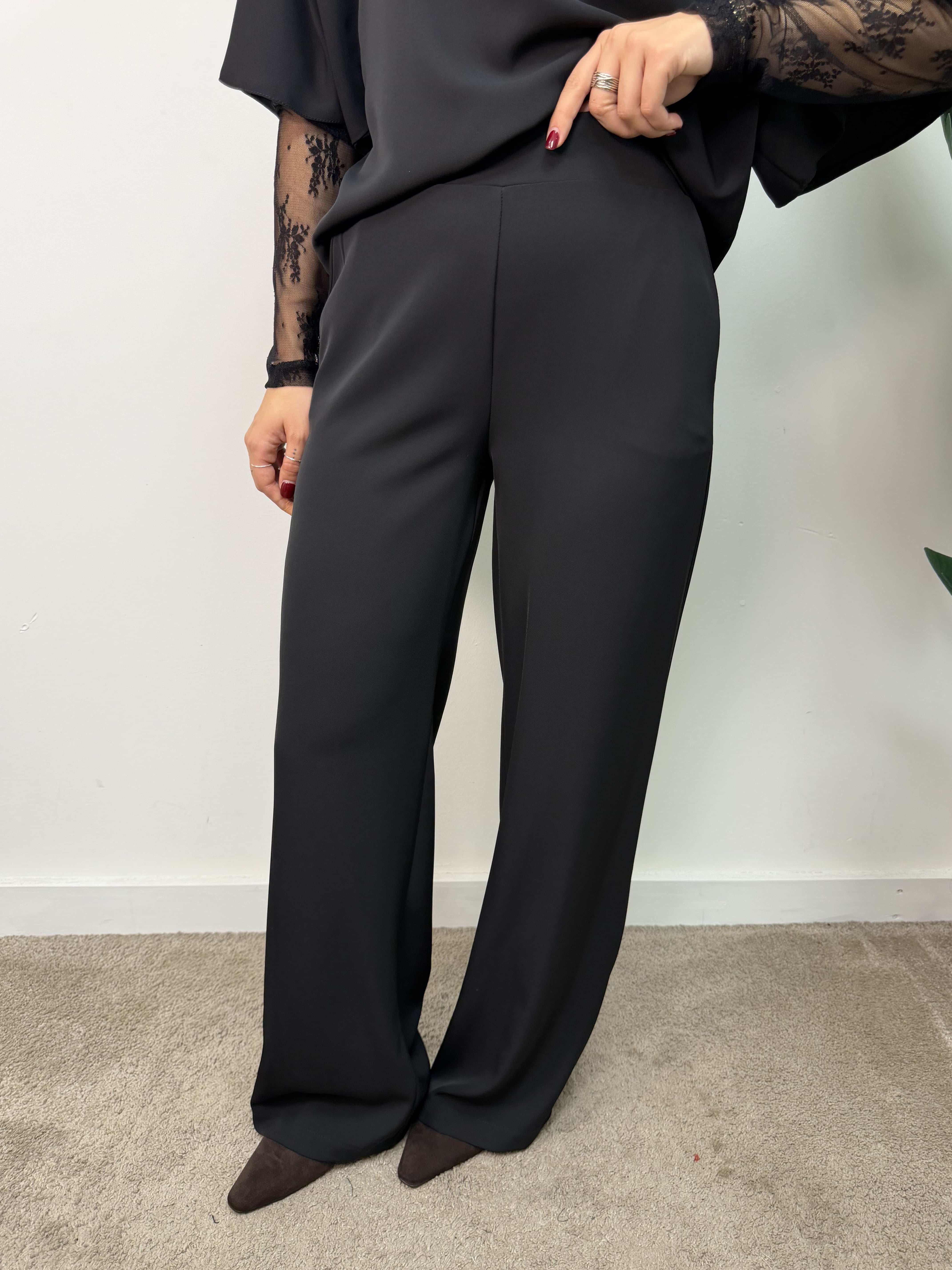 Coord-set maglia manica pizzo+pantalone fluido Susy Mix
