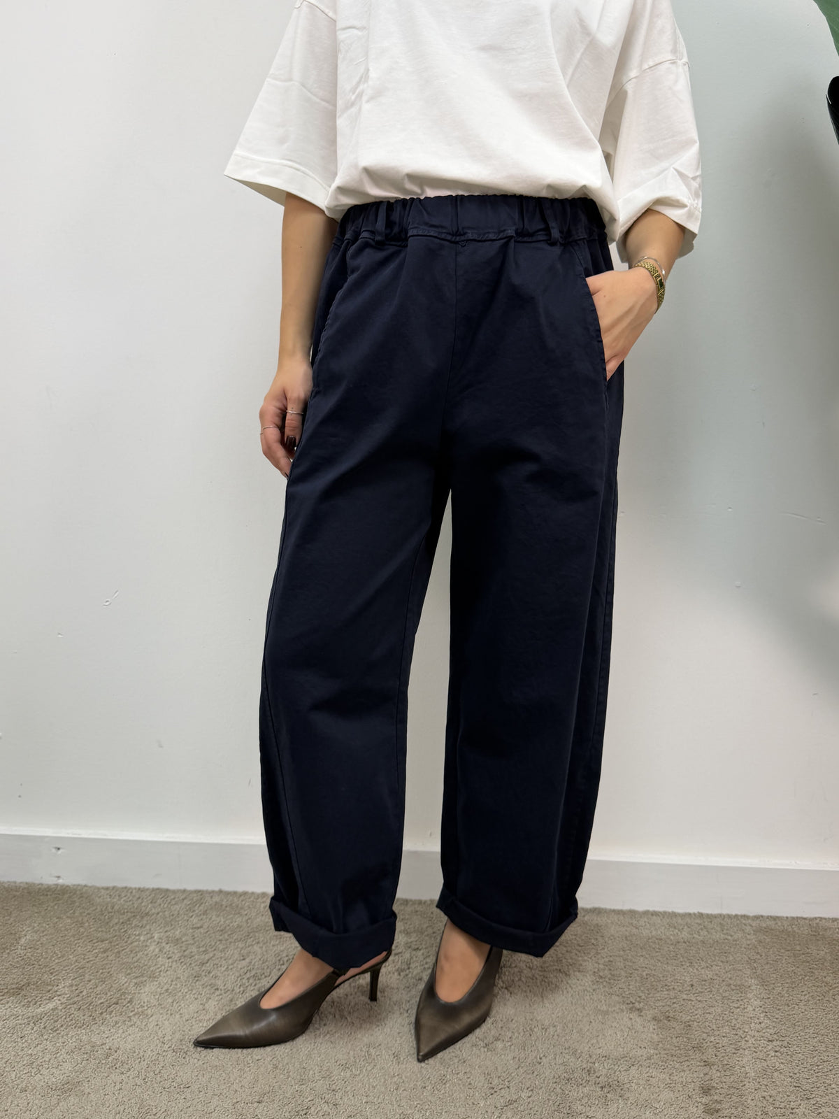 Pantalone barrel in cotone gabardine MyD