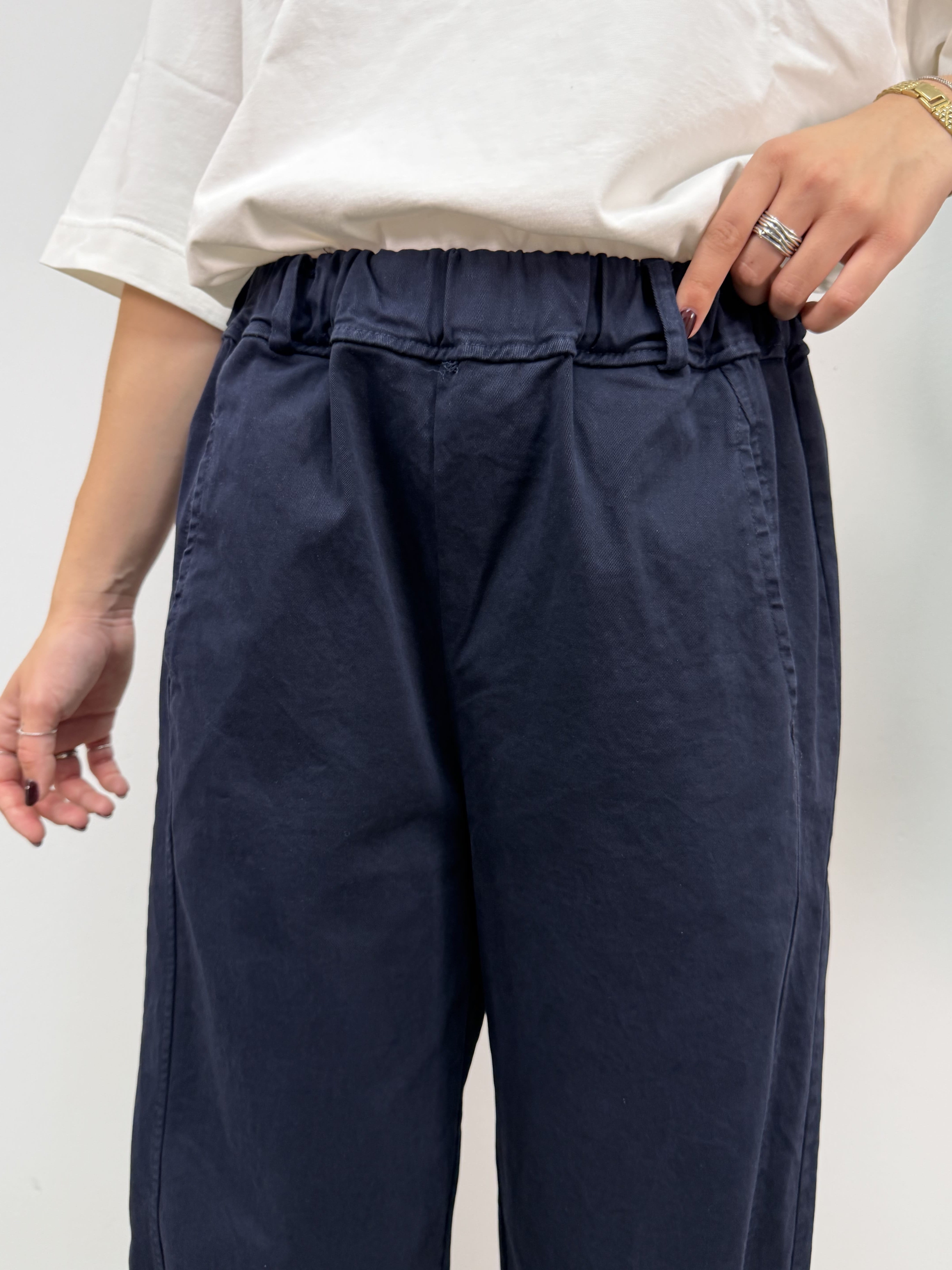 Pantalone barrel in cotone gabardine MyD