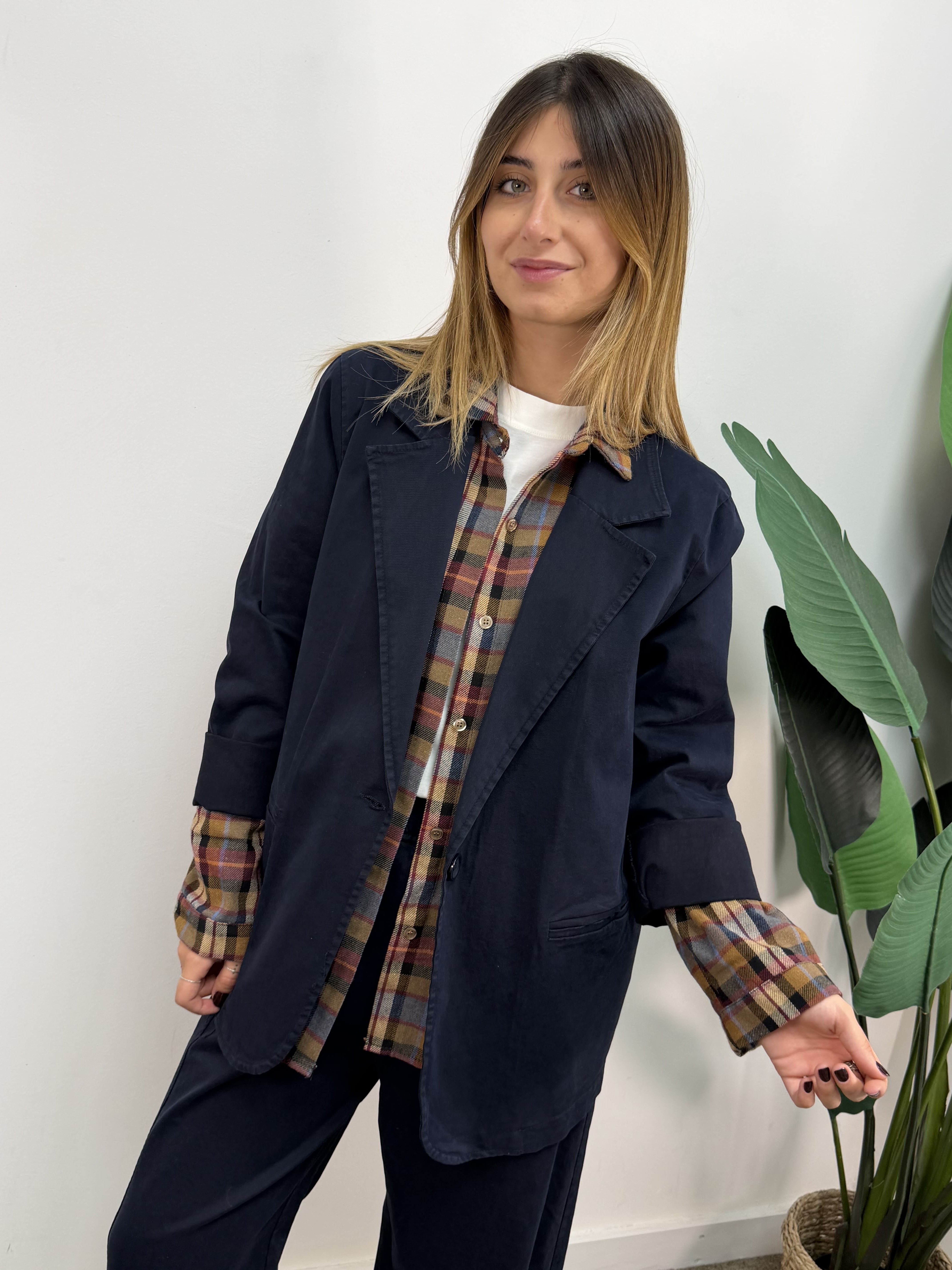 Giacca monopetto in cotone gabardine MyD