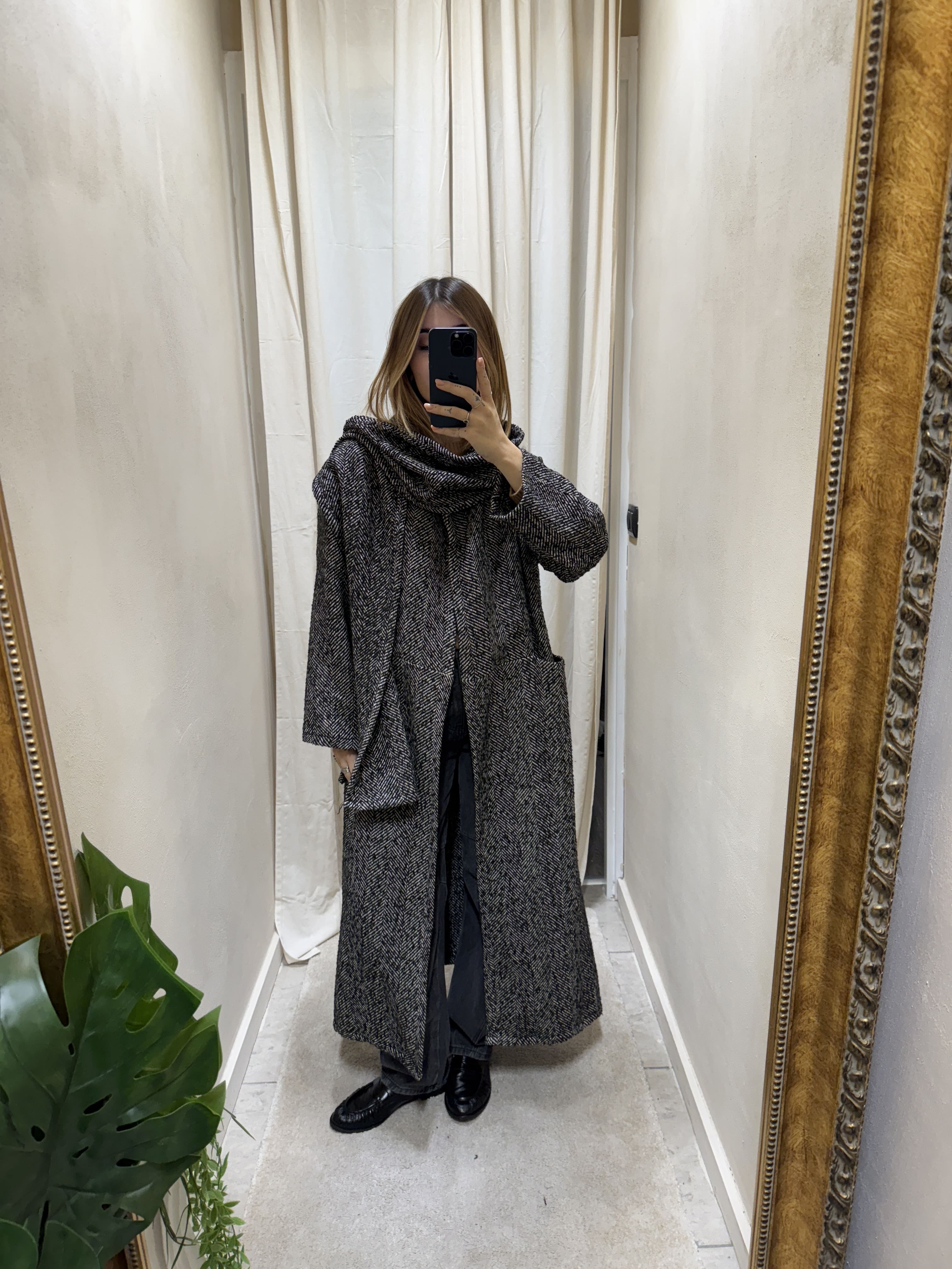 Cappotto spolverino lungo con sciarpa MyD