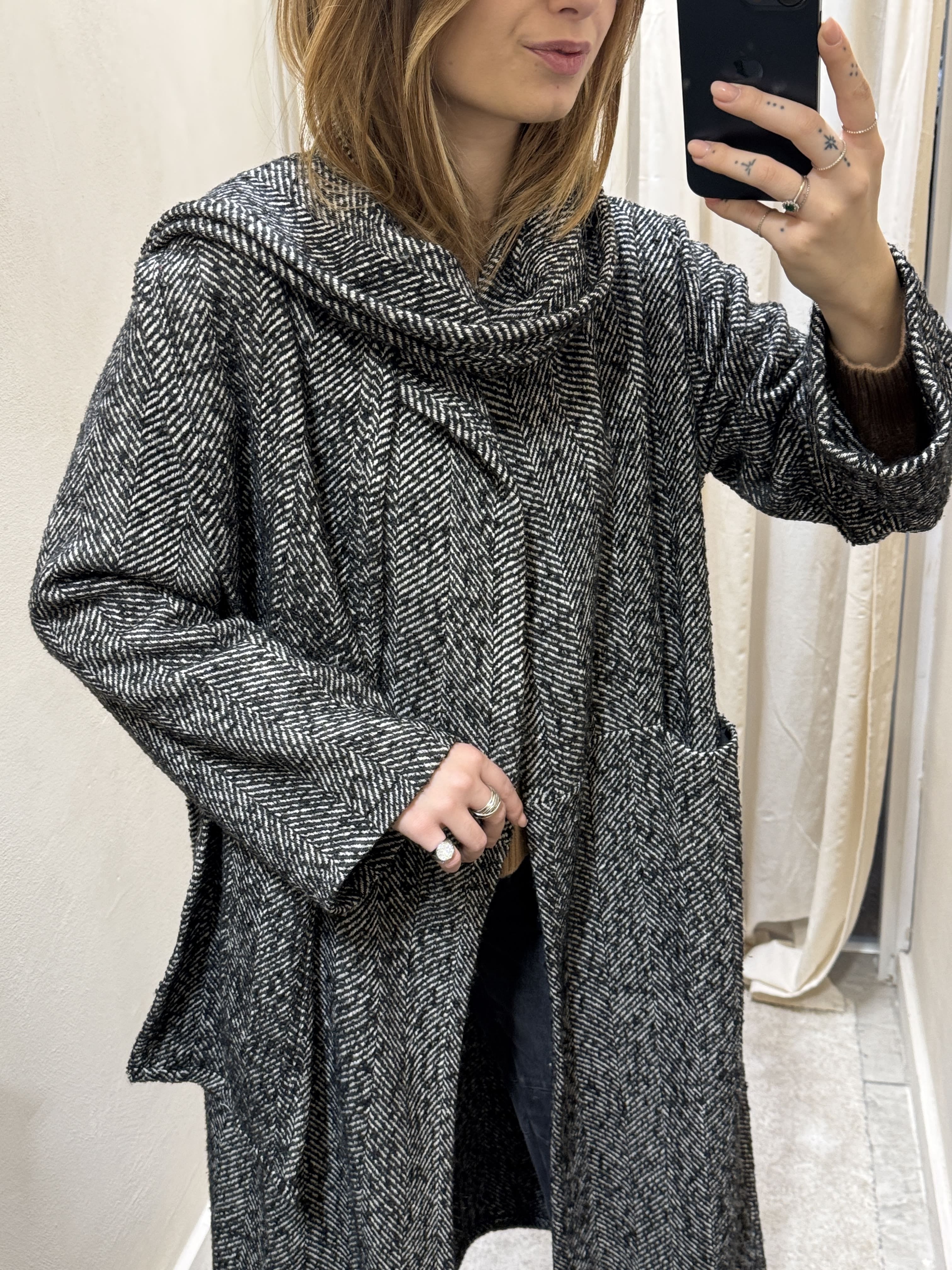 Cappotto spolverino lungo con sciarpa MyD