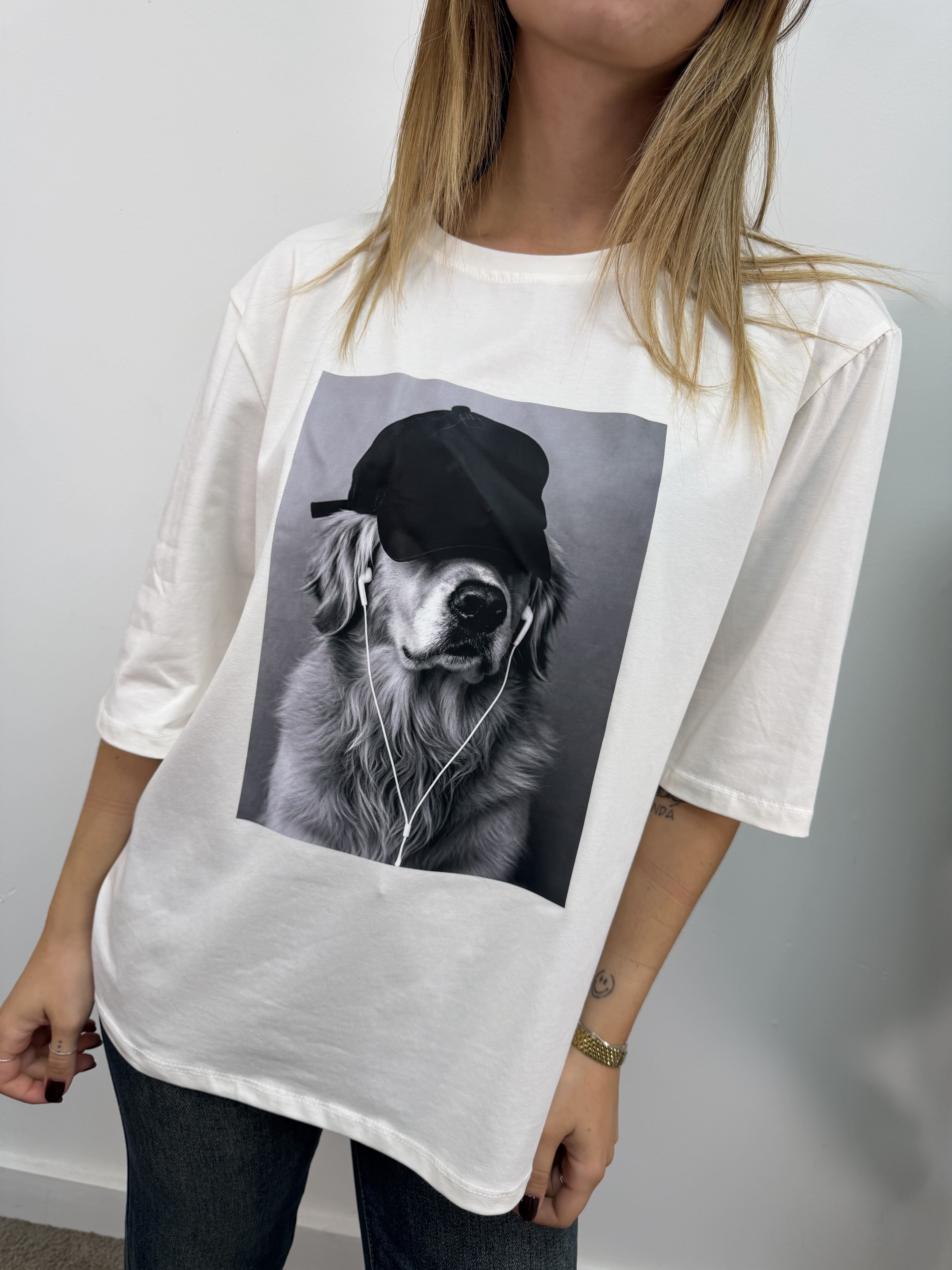 T-shirt over stampa golden retriever MyD