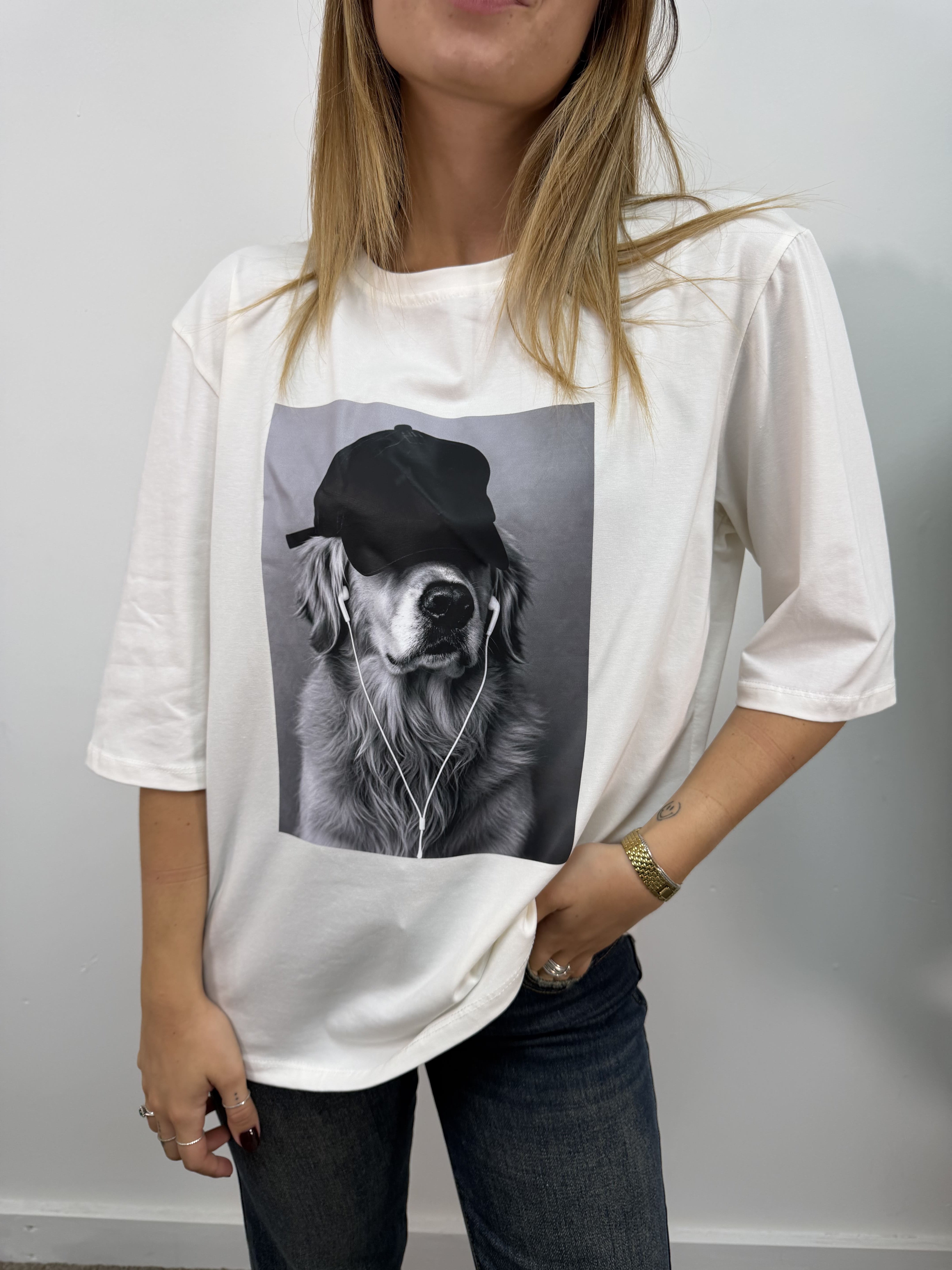 T-shirt over stampa golden retriever MyD