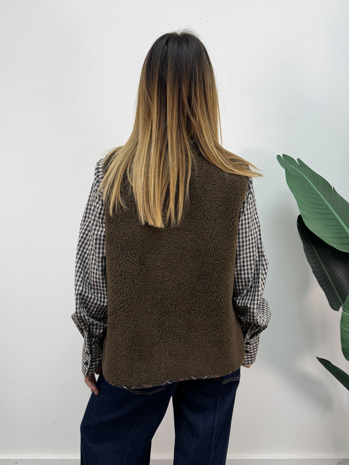 Gilet sherpa militare profili tartan Vicolo