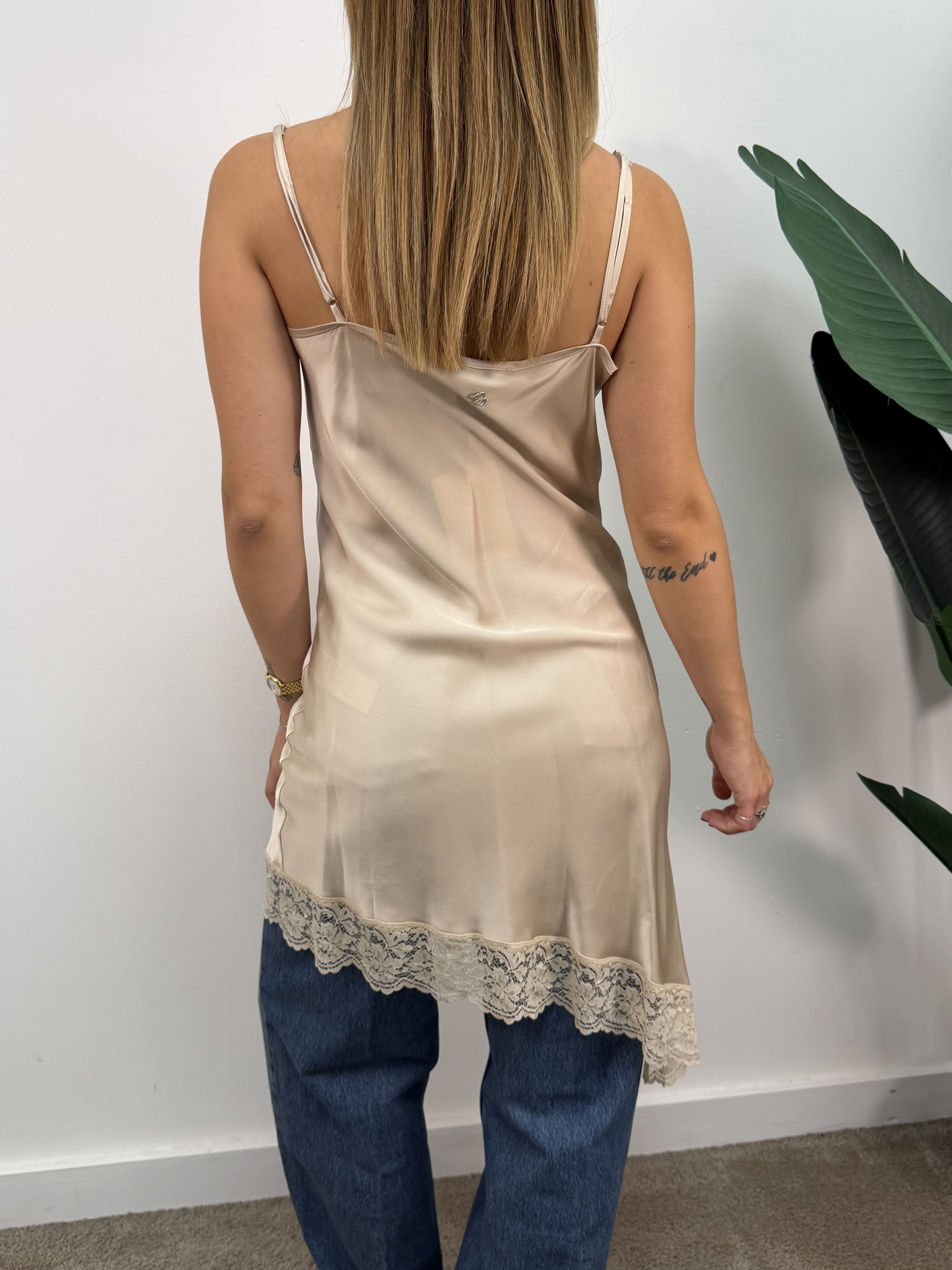 Abito lingerie in raso con pizzo Please