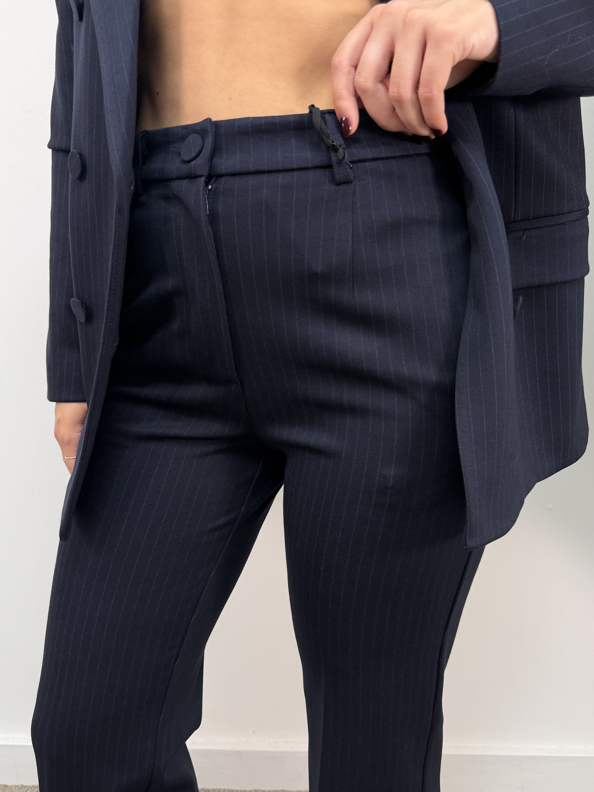 Pantalone gamba dritta gessato punto Milano Vicolo