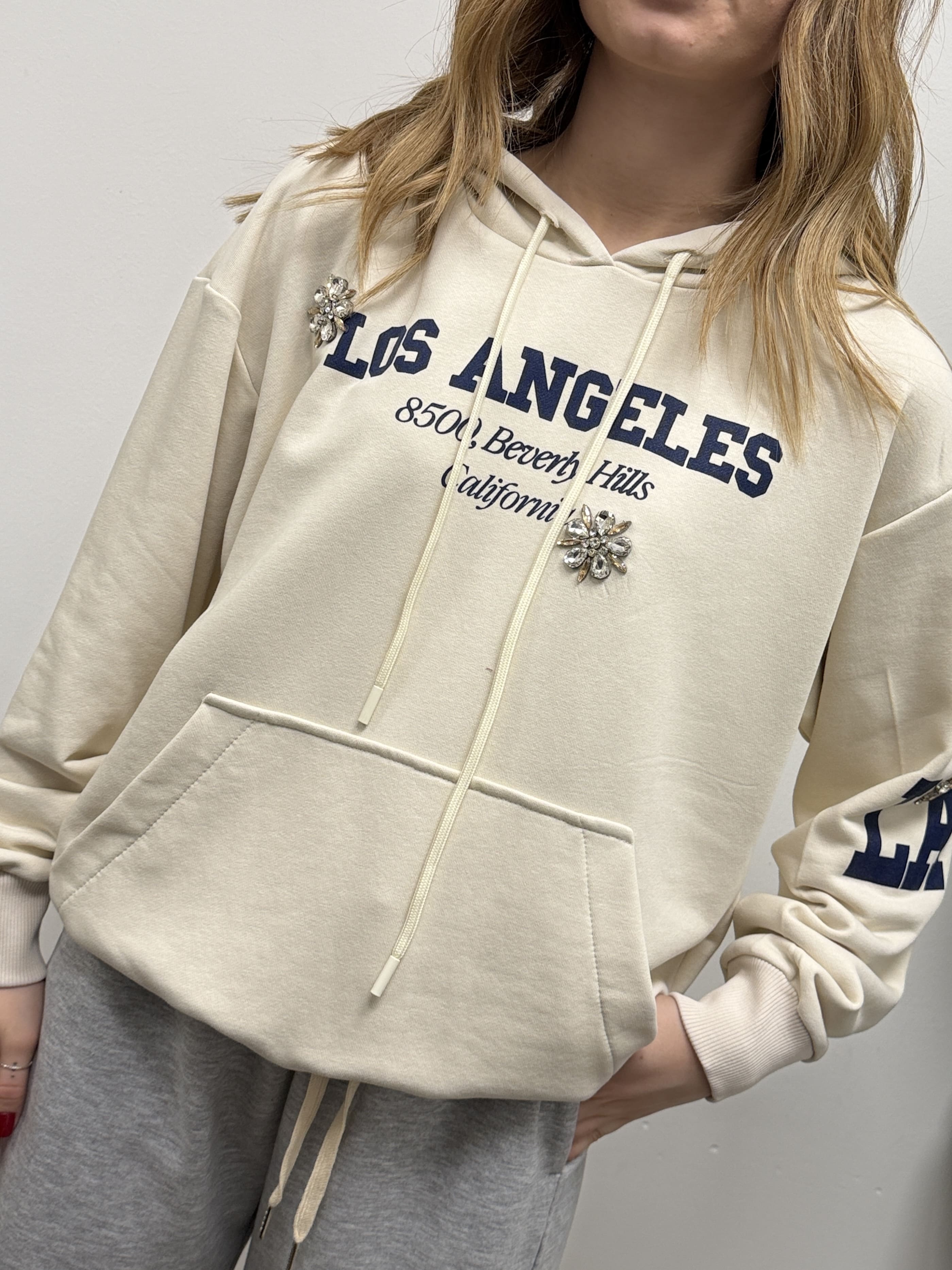 Felpa over "Los Angeles" con cappuccio Susy Mix