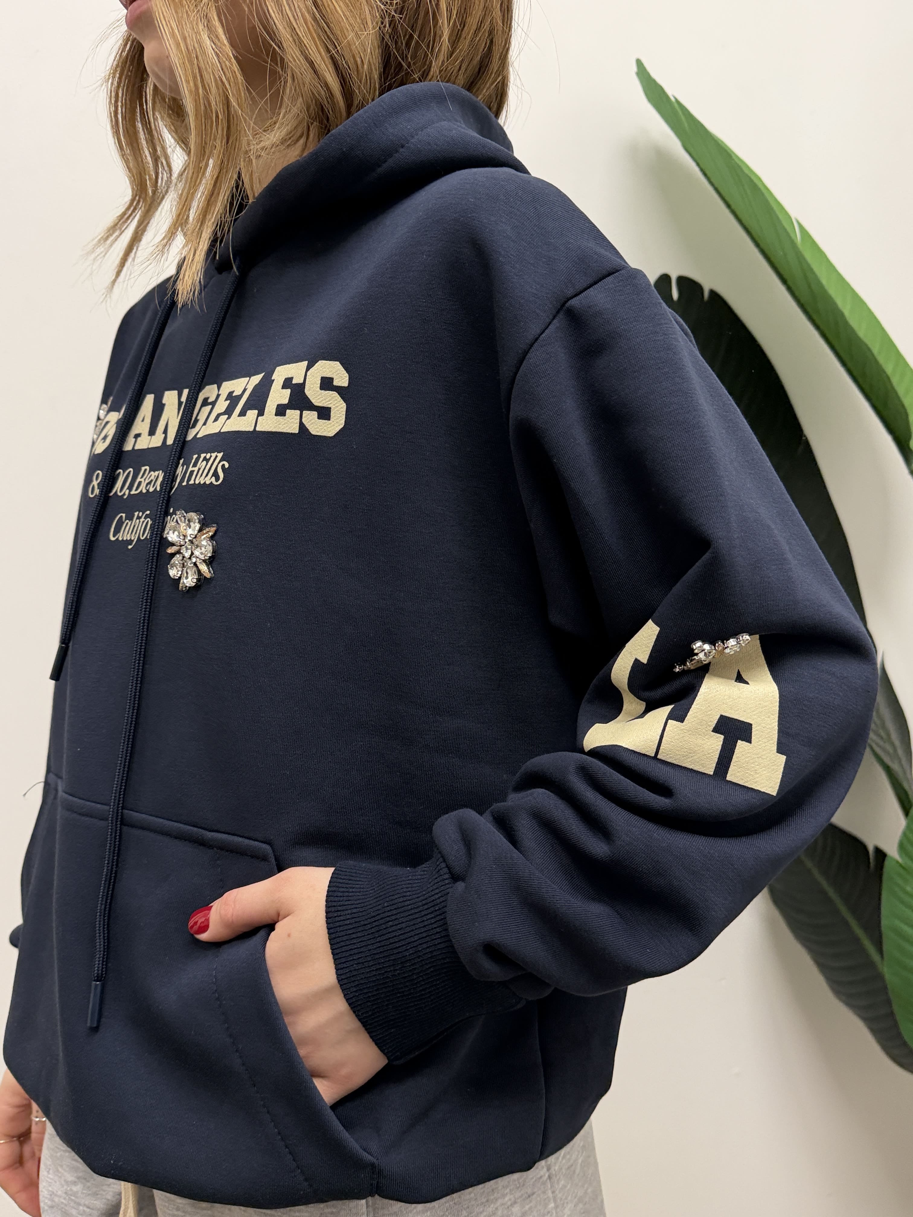 Felpa over "Los Angeles" con cappuccio Susy Mix