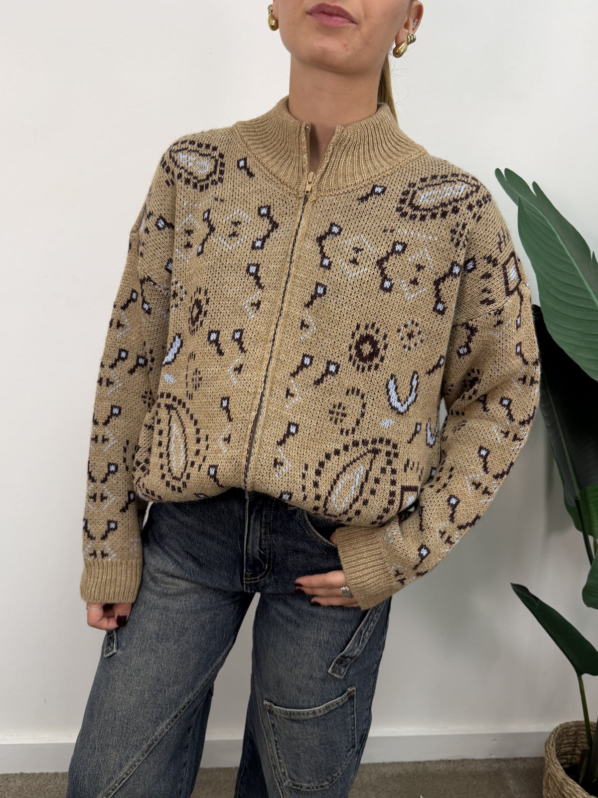 Cardigan zip stampa bandana MyD