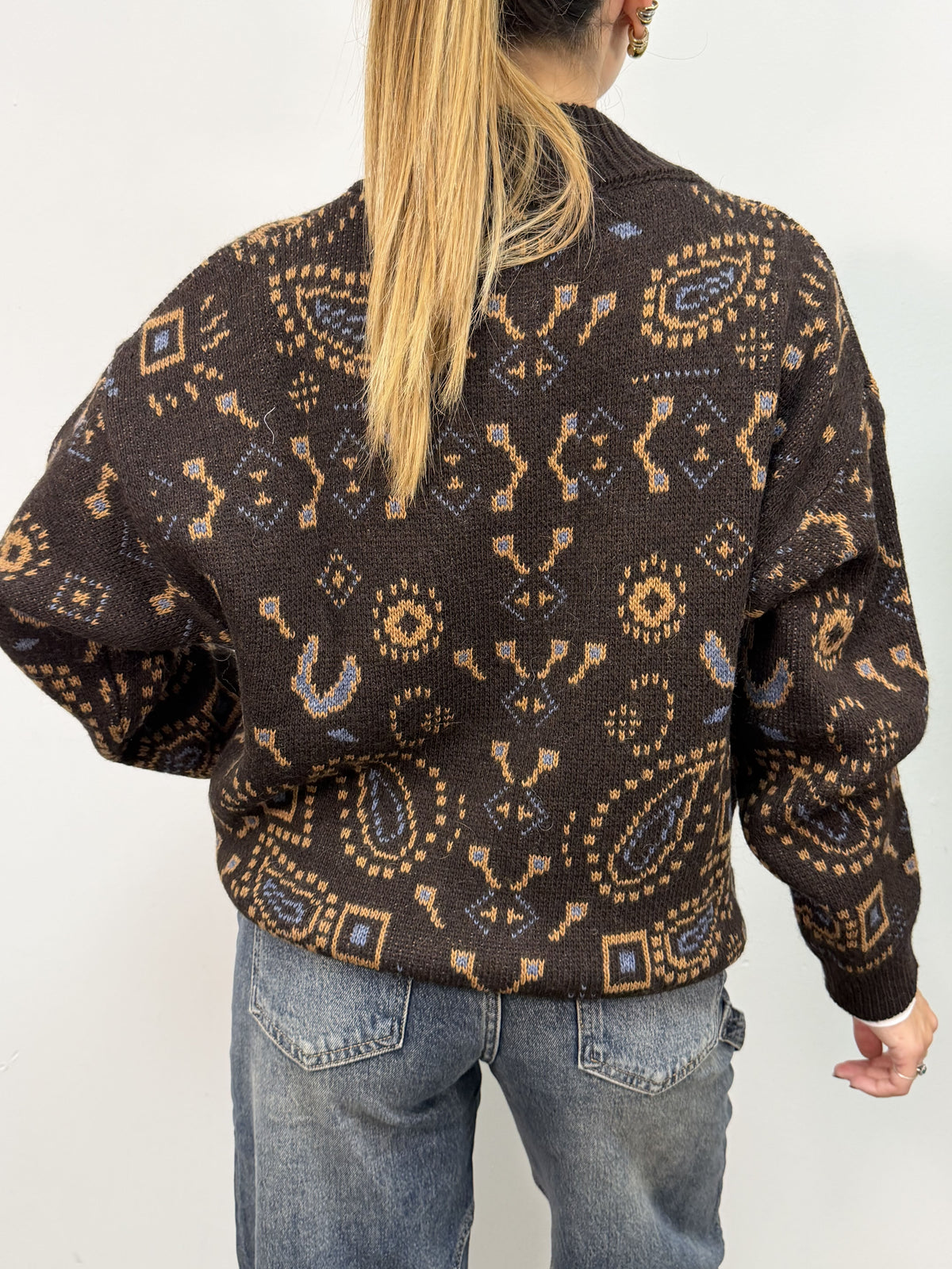 Cardigan zip stampa bandana MyD