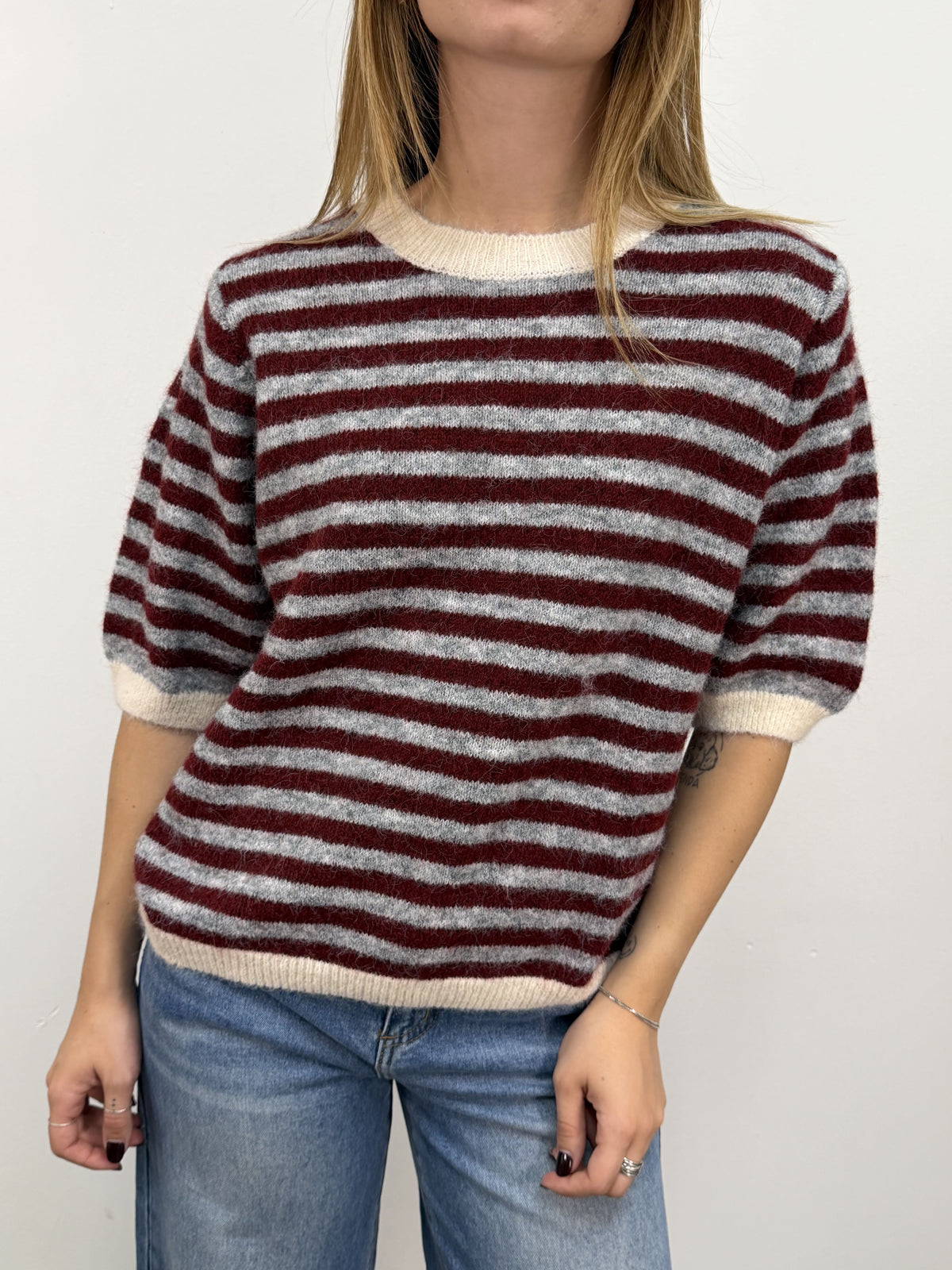 Maglione mezza manica rigato MyD
