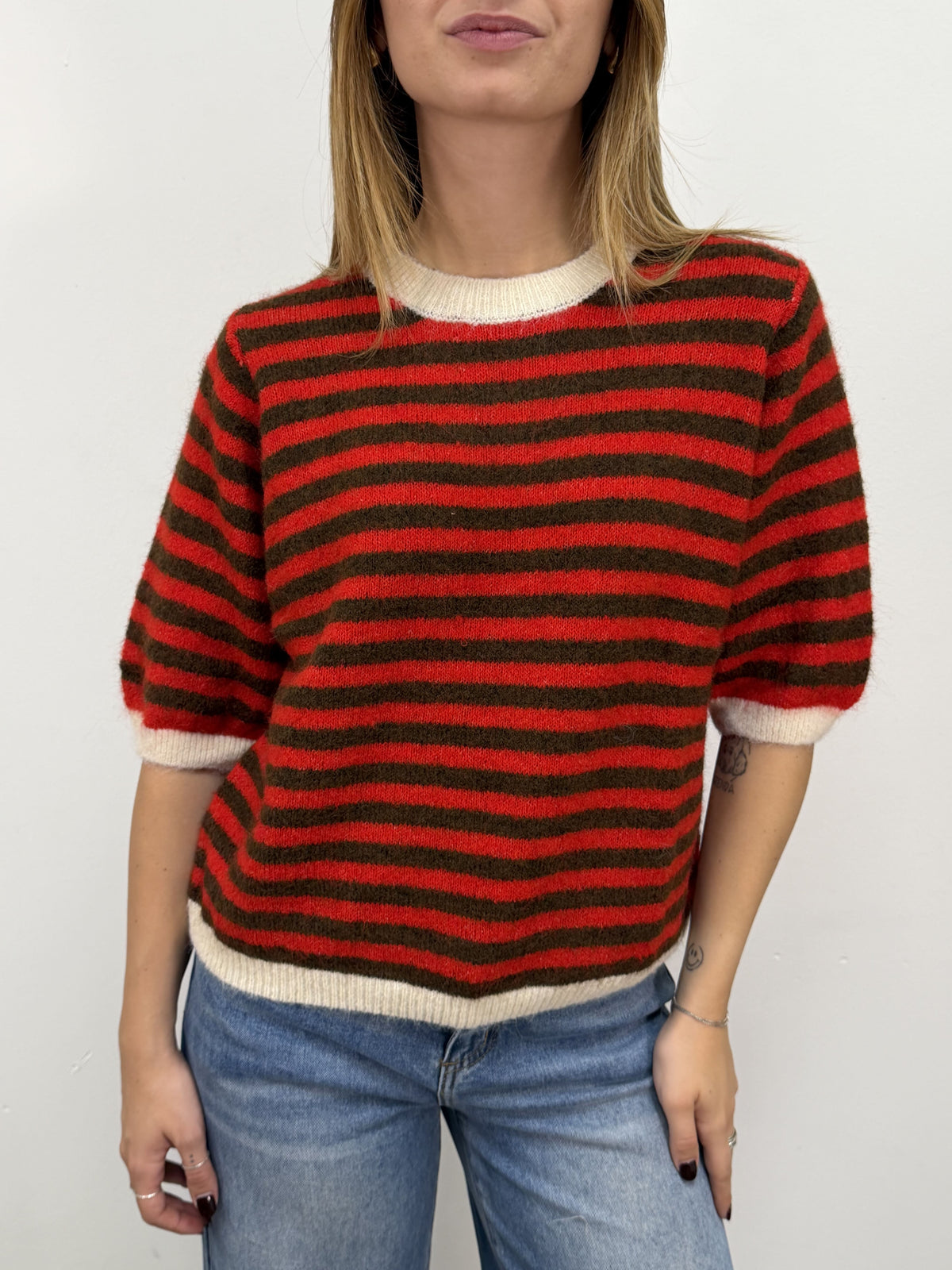 Maglione mezza manica rigato MyD