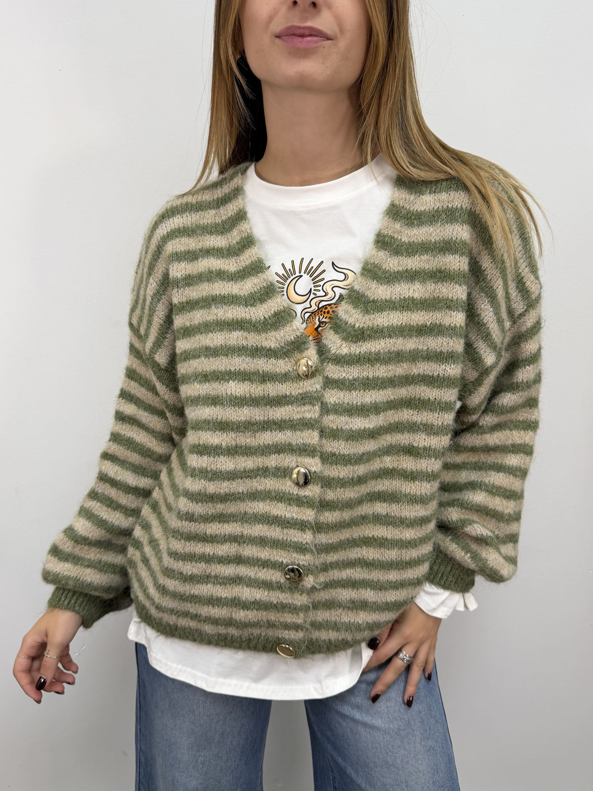 Cardigan stampa riga MyD