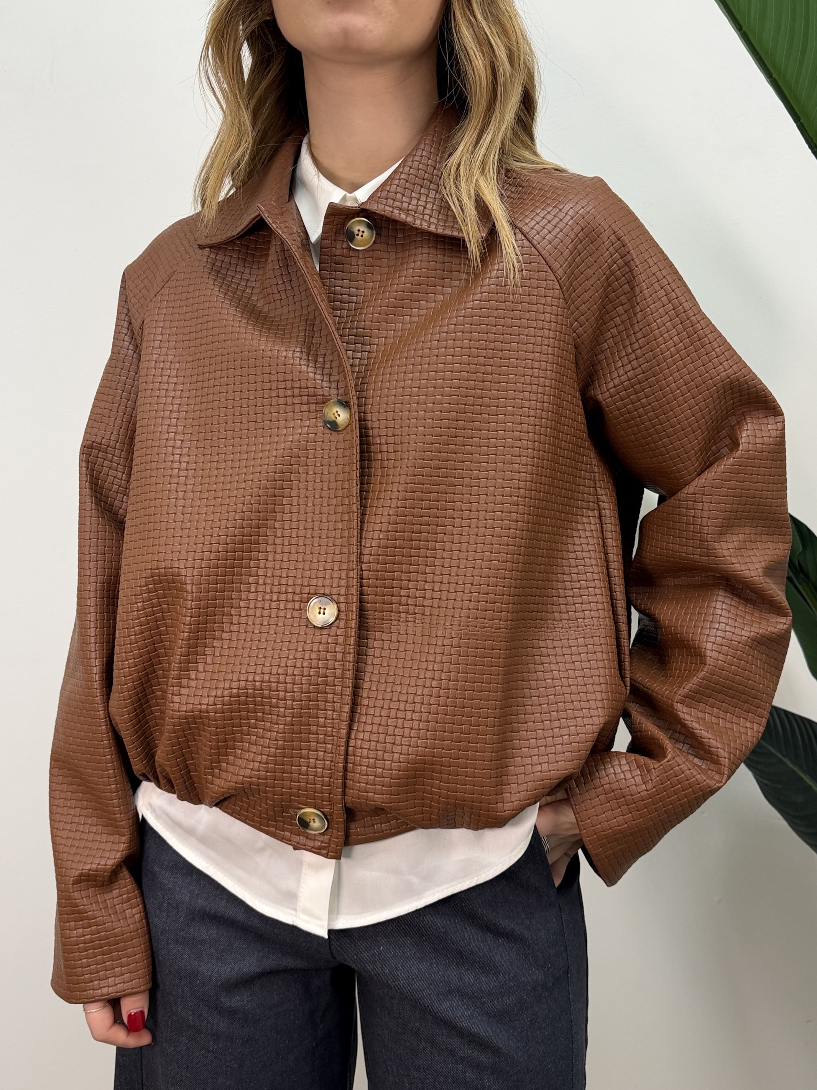 Bomber in ecopelle intrecciata HaveOne