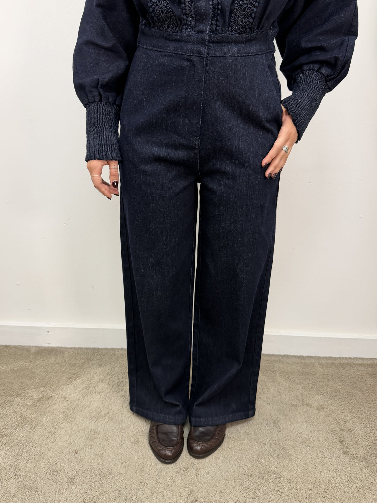 Tuta denim con passamanerie Amosa