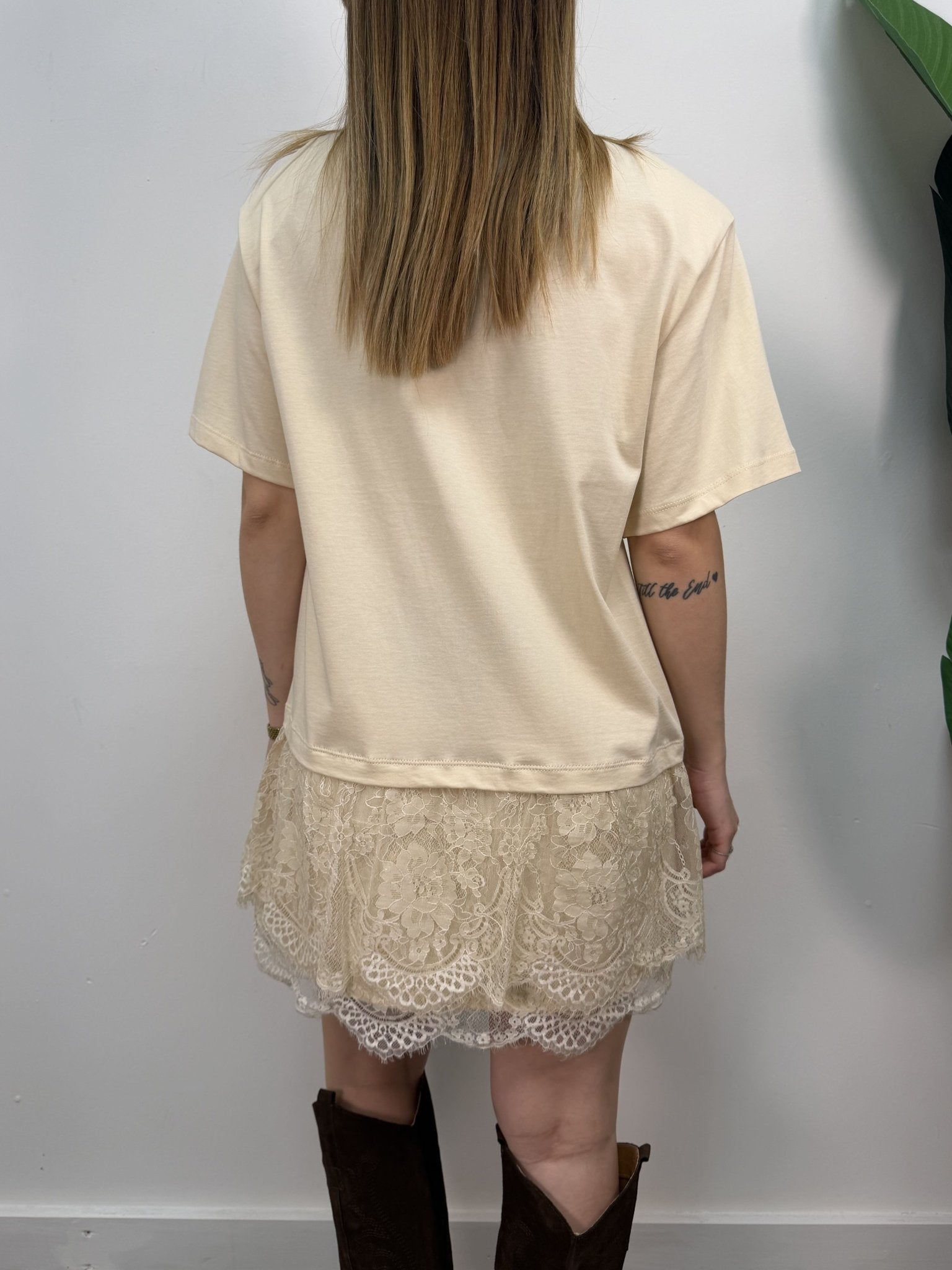 Abito corto mezza manica con pizzo sul fondo HaveOne - GiuGiò | Shop online