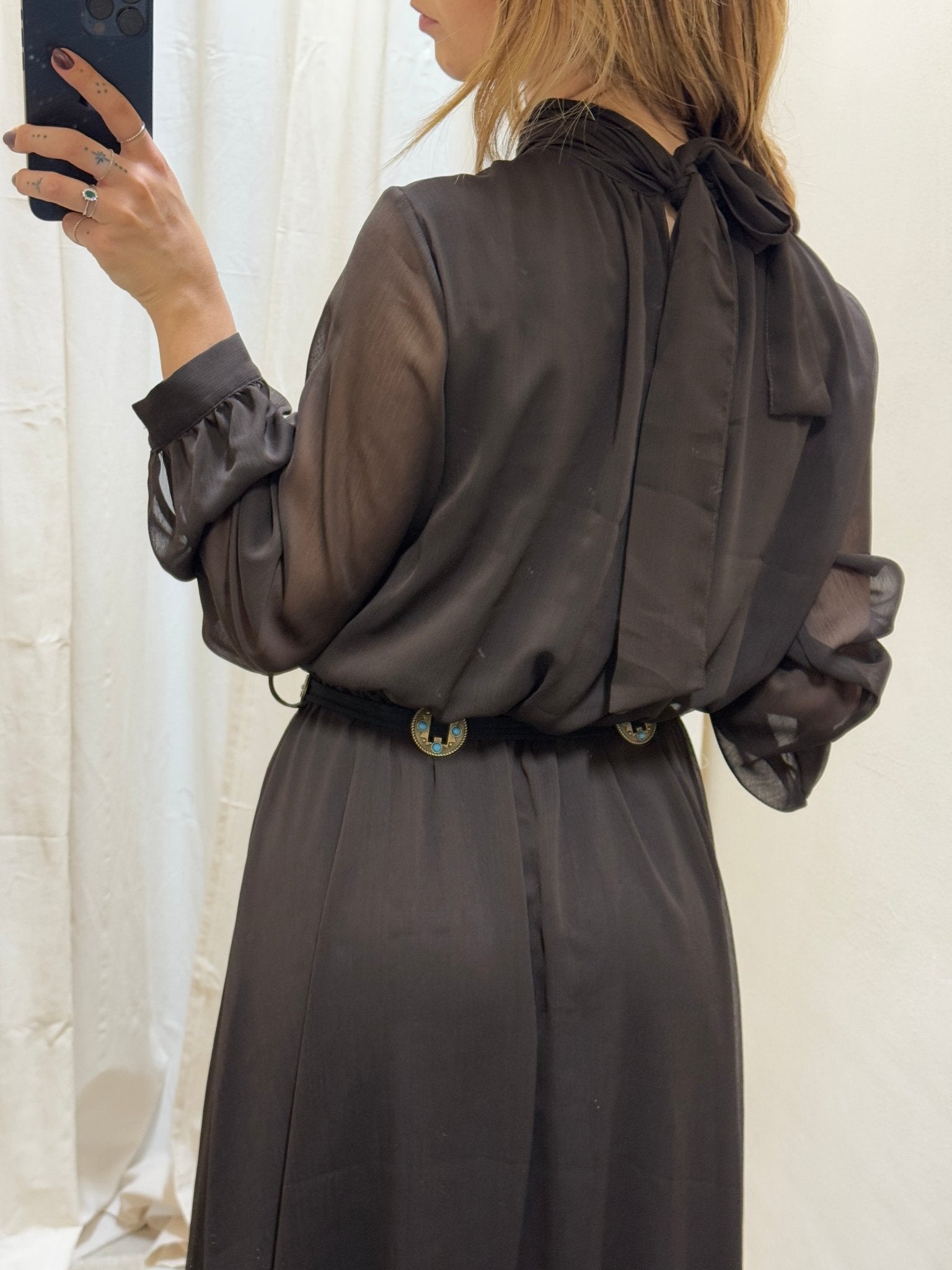 Abito lungo in georgette collo vittoriano Tensione In - GiuGiò | Shop online