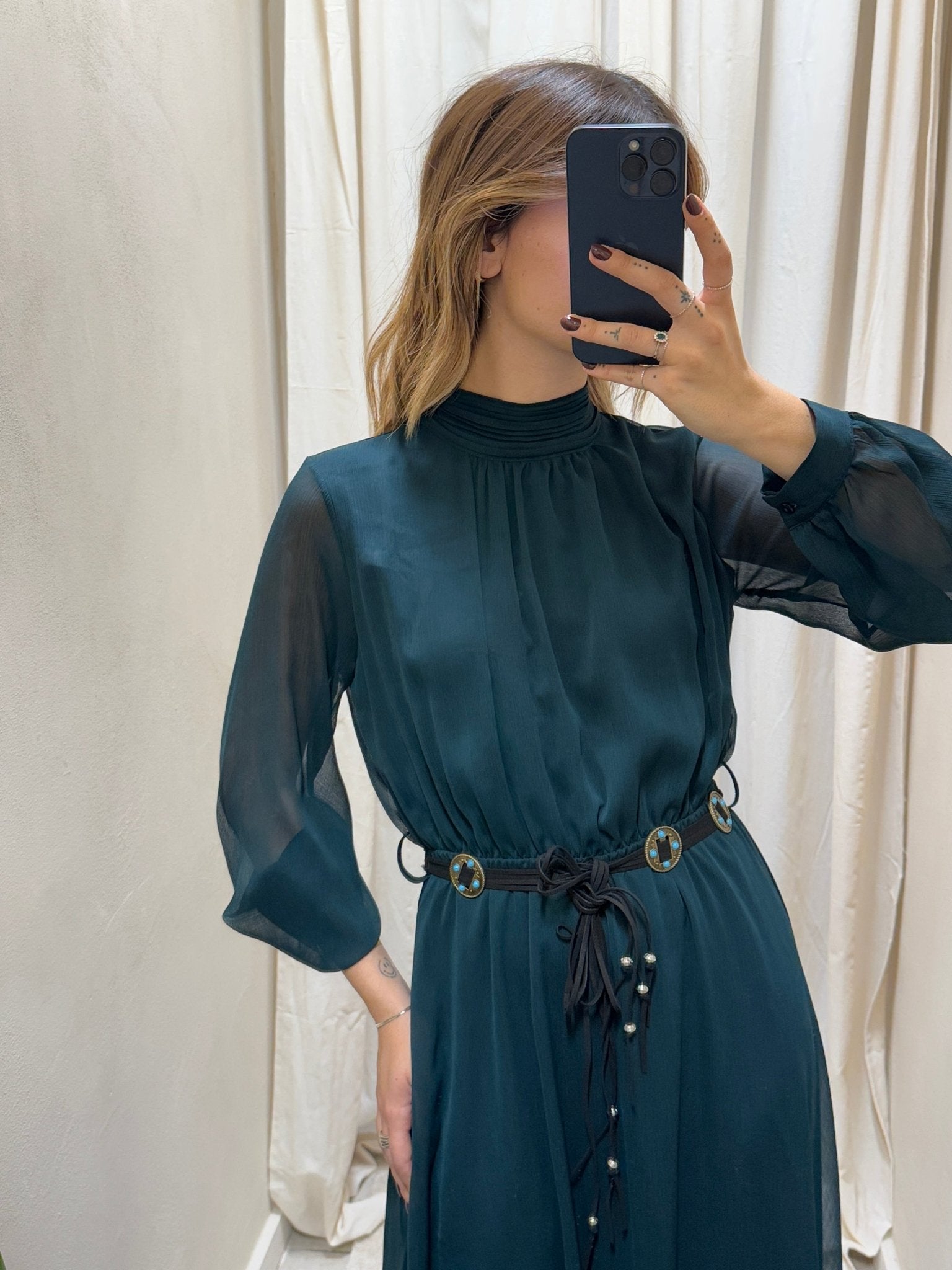 Abito lungo in georgette collo vittoriano Tensione In - GiuGiò | Shop online