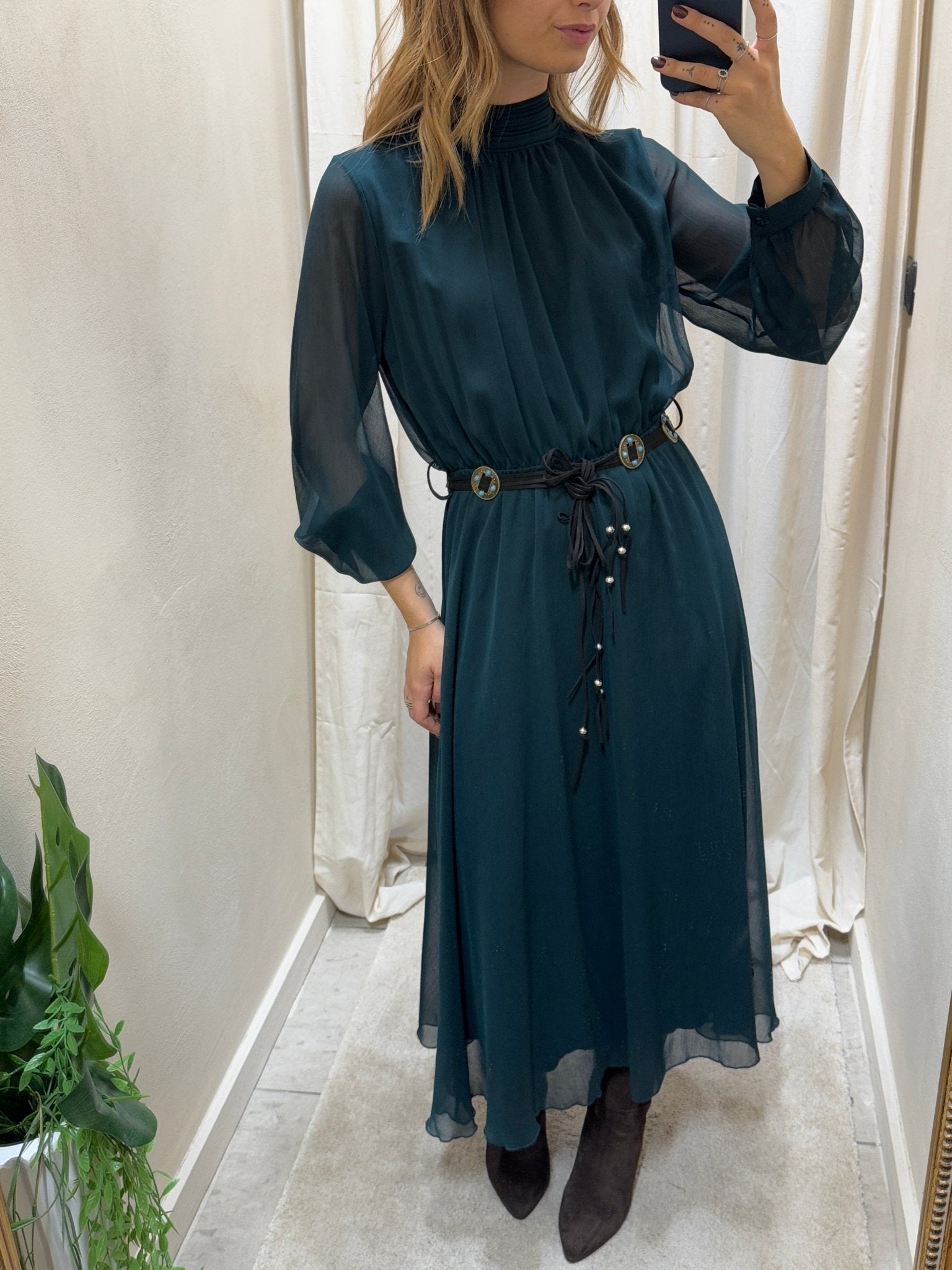 Abito lungo in georgette collo vittoriano Tensione In - GiuGiò | Shop online