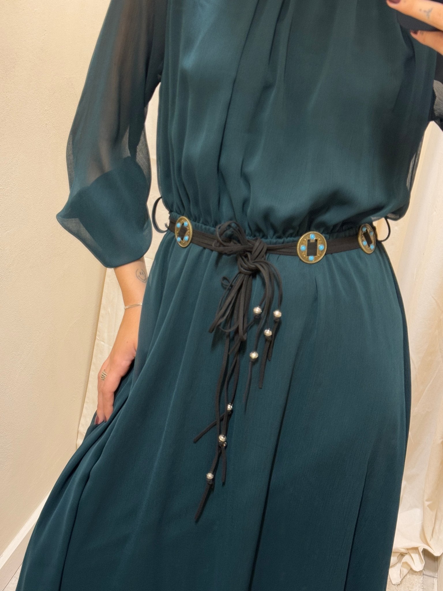 Abito lungo in georgette collo vittoriano Tensione In - GiuGiò | Shop online