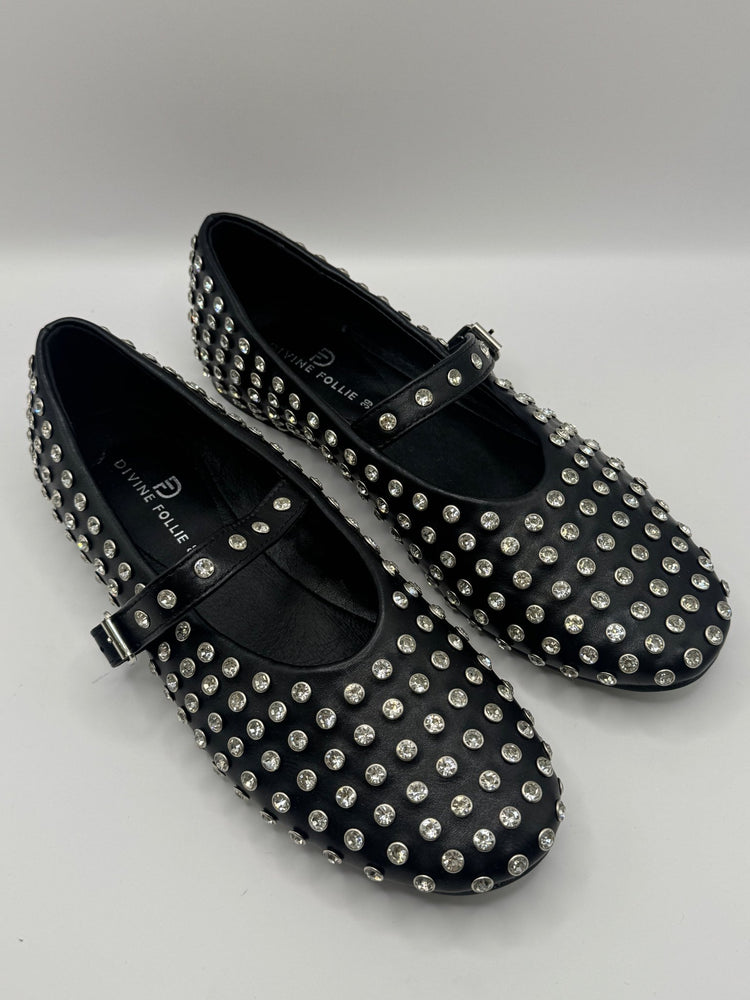 Ballerina in ecopelle e strass con cinturino Divine Follie - GiuGiò | Shop online