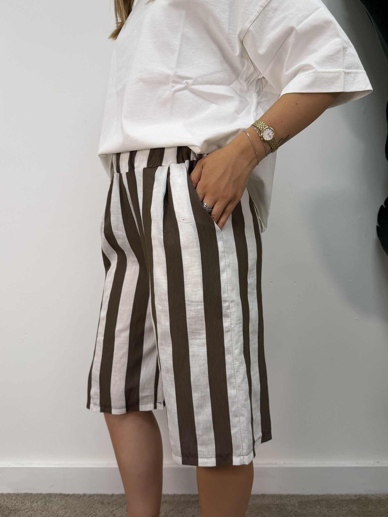 Bermuda riga larga misto lino MyD - GiuGiò | Shop online