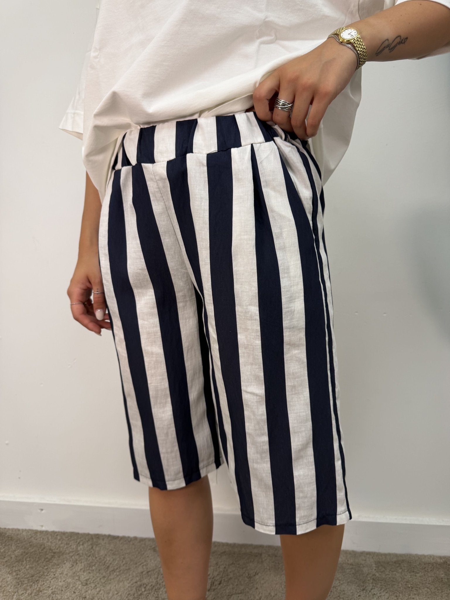 Bermuda riga larga misto lino MyD - GiuGiò | Shop online