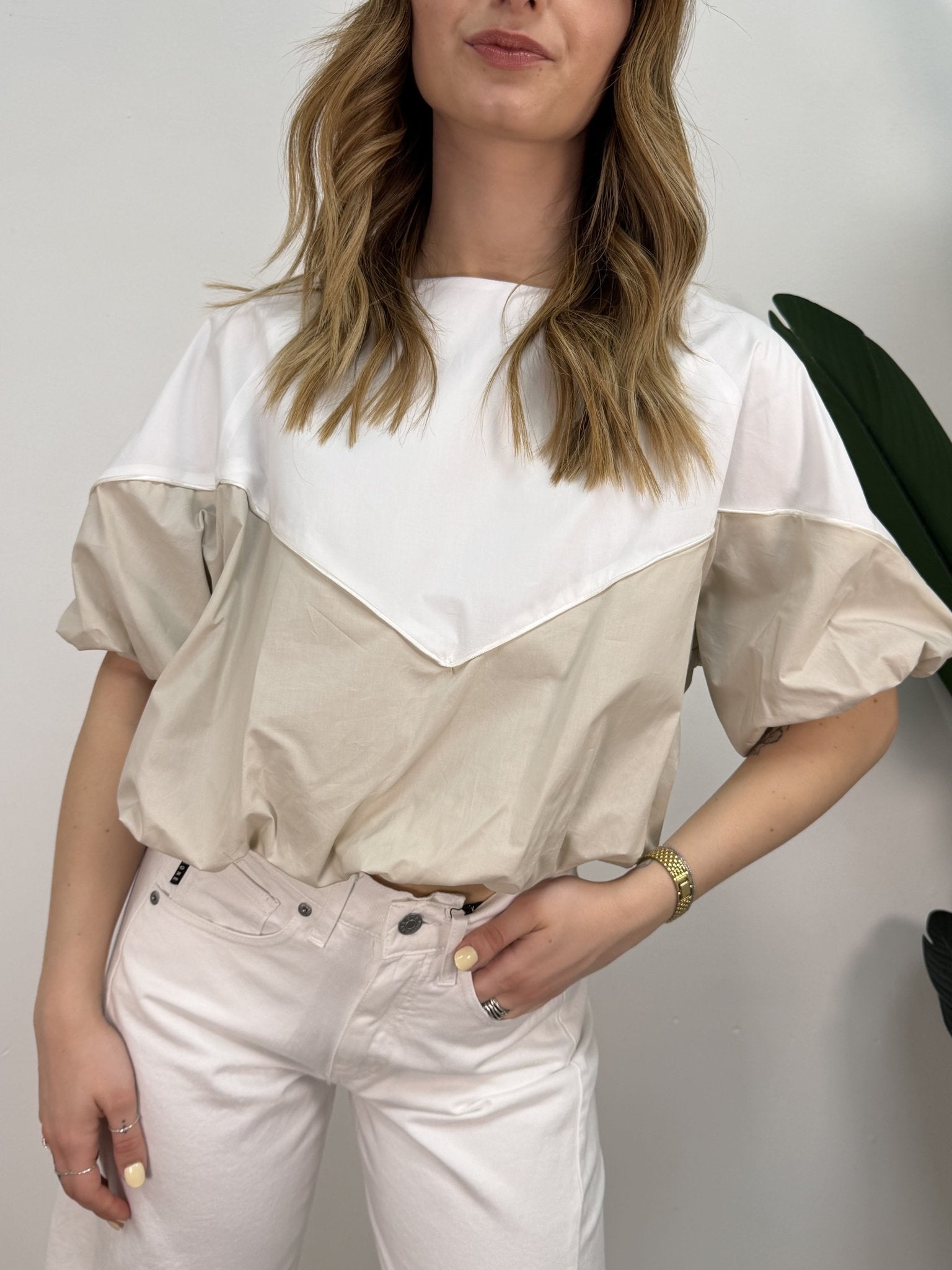 Blusa bicolor manica palloncino Tensione In - GiuGiò | Shop online
