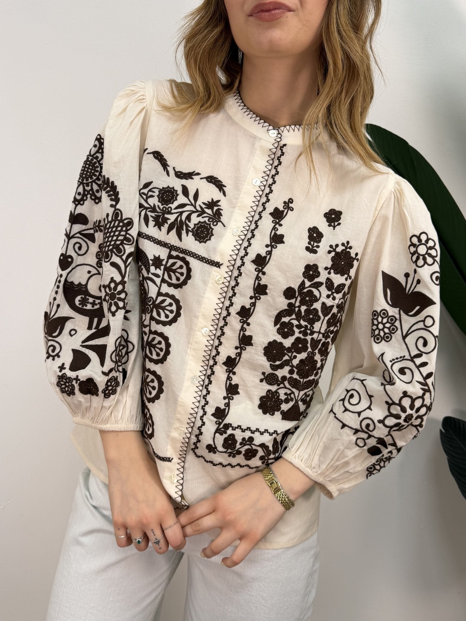 Blusa con ricami manica palloncino Tensione In - GiuGiò | Shop online