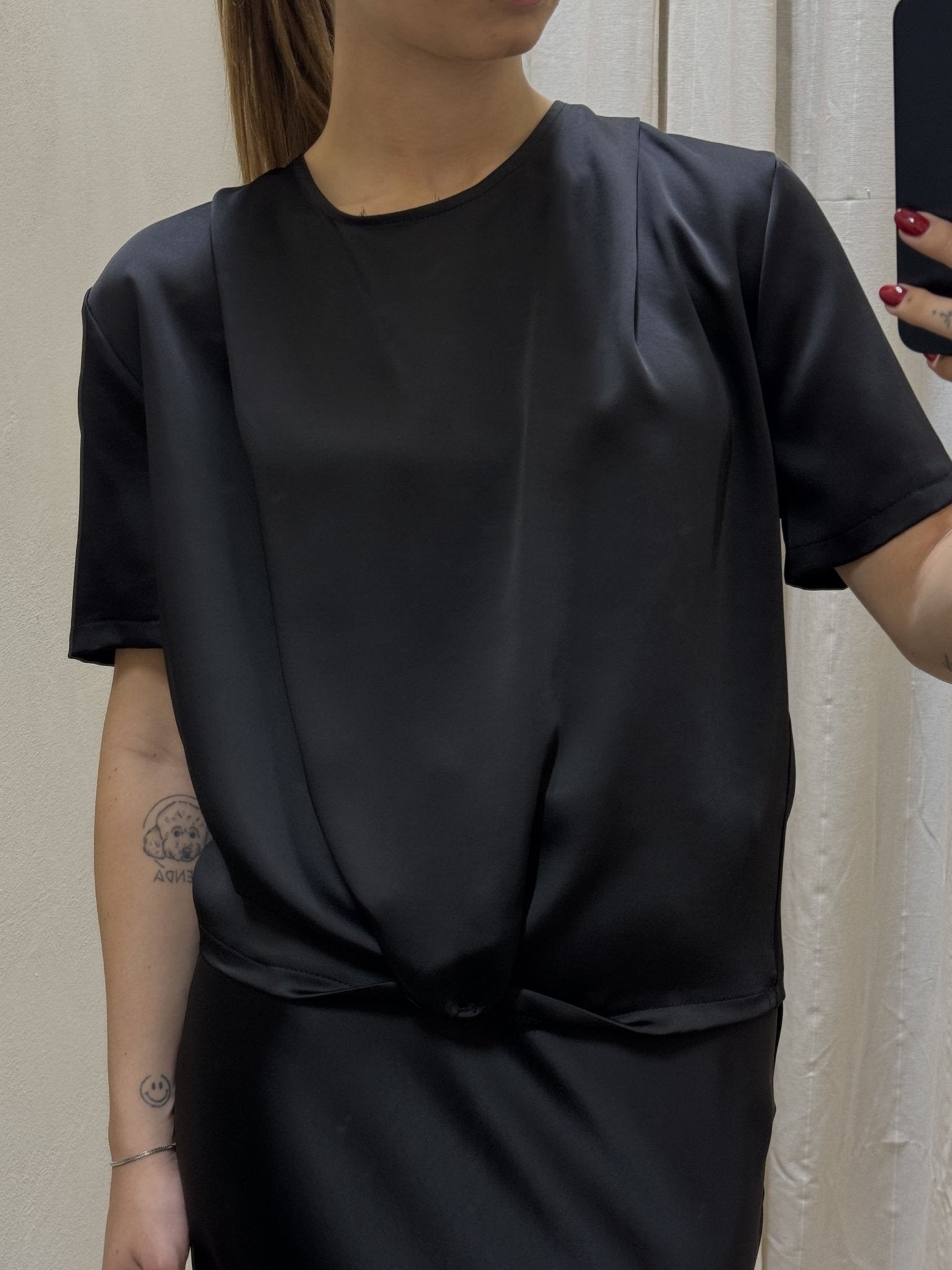 Blusa girocollo in raso con nodo Imperial - GiuGiò | Shop online
