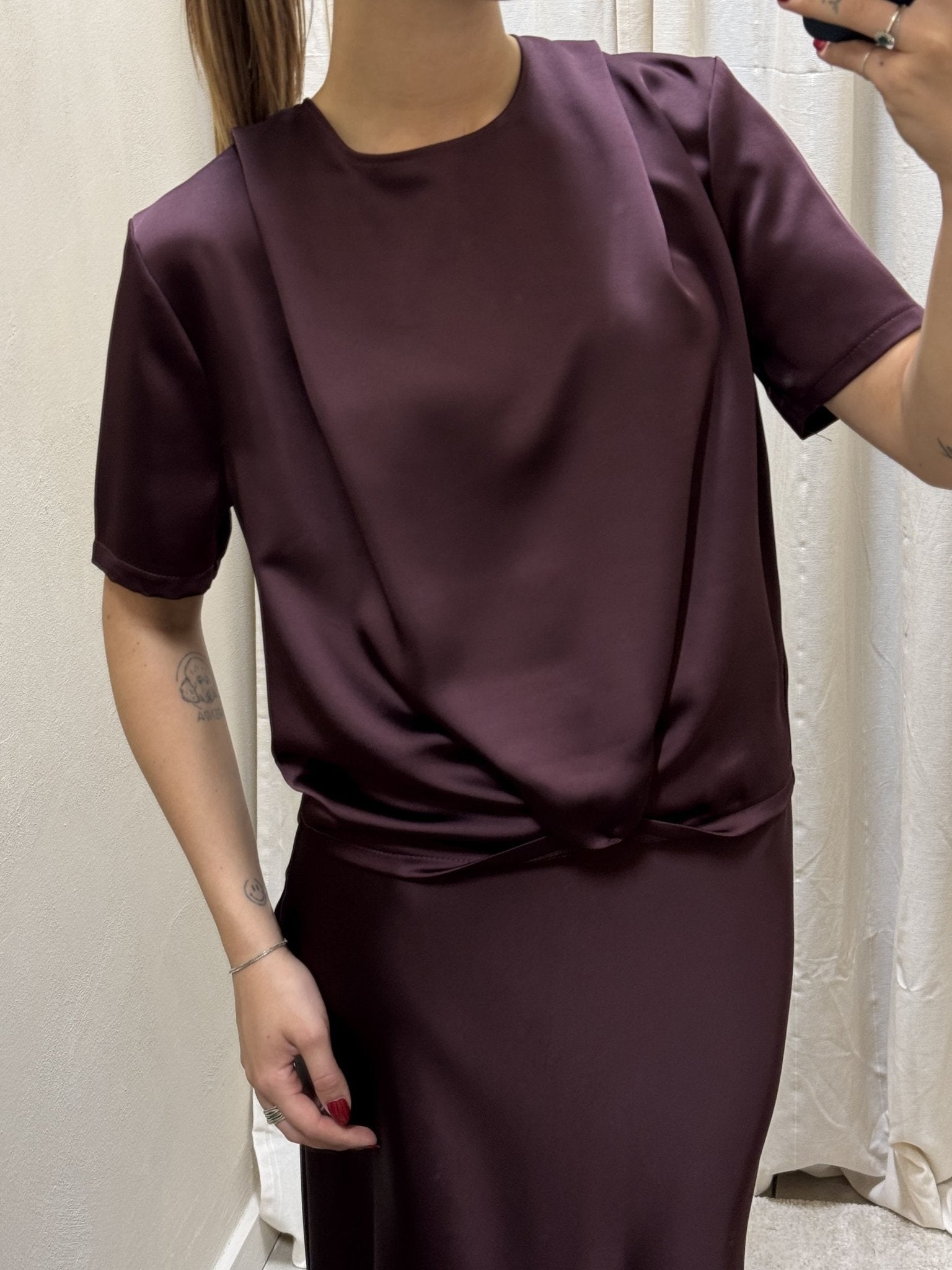 Blusa girocollo in raso con nodo Imperial - GiuGiò | Shop online