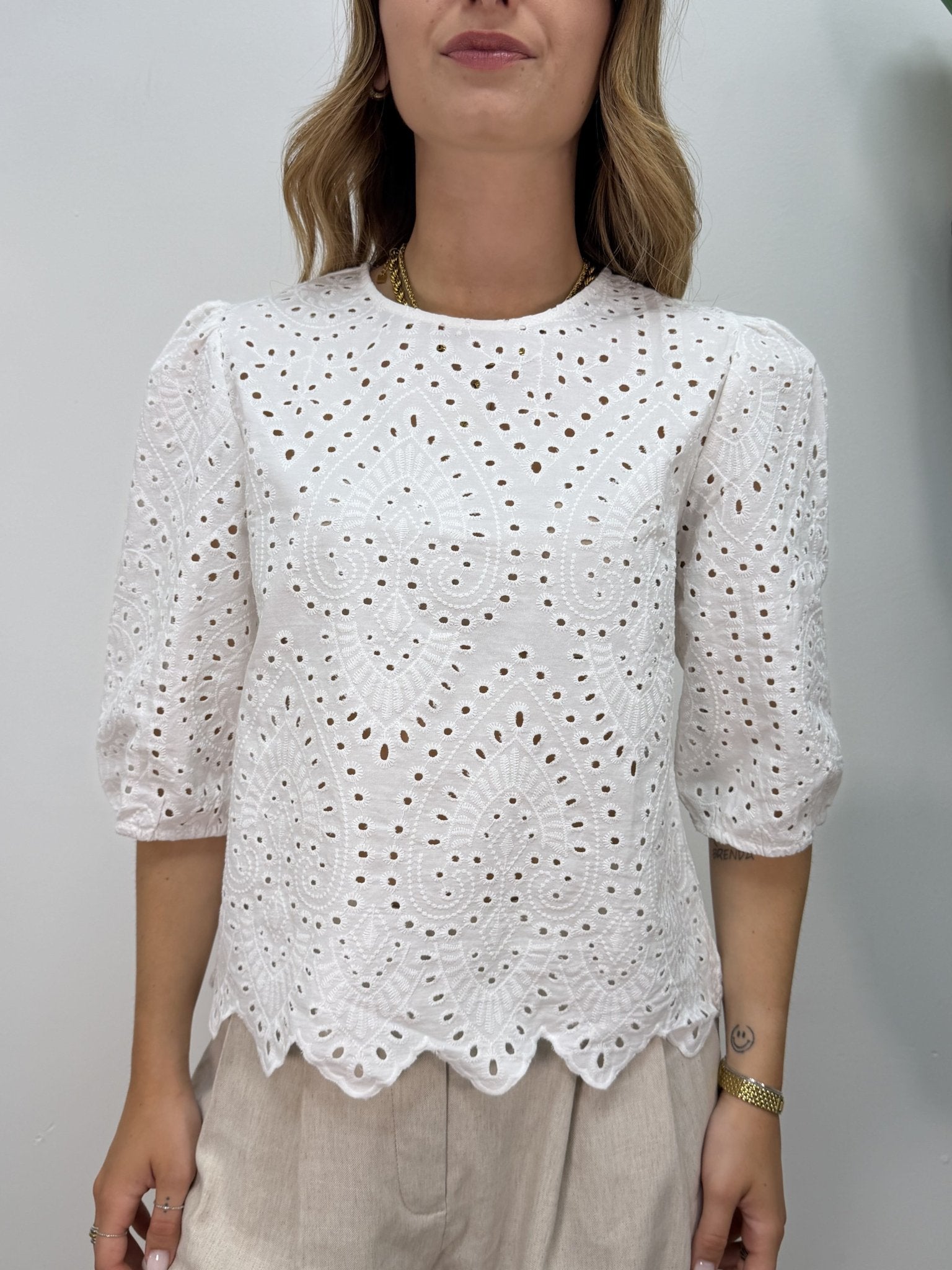 Blusa in cotone sangallo MyD - GiuGiò | Shop online