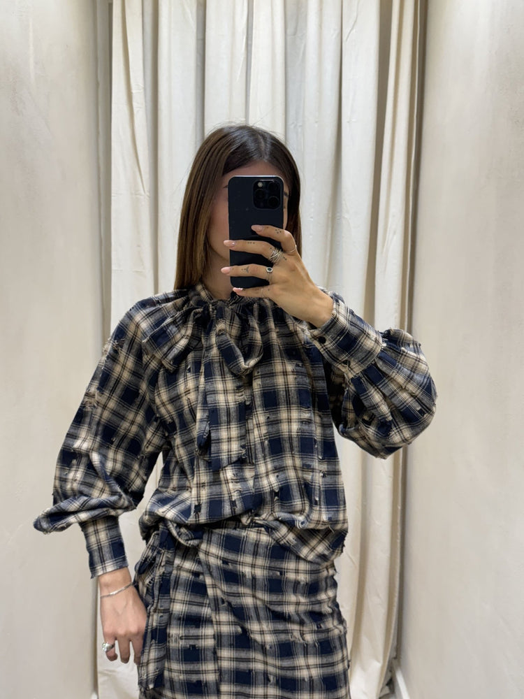Blusa in flanella stampa check con fiocco HaveOne - GiuGiò | Shop online
