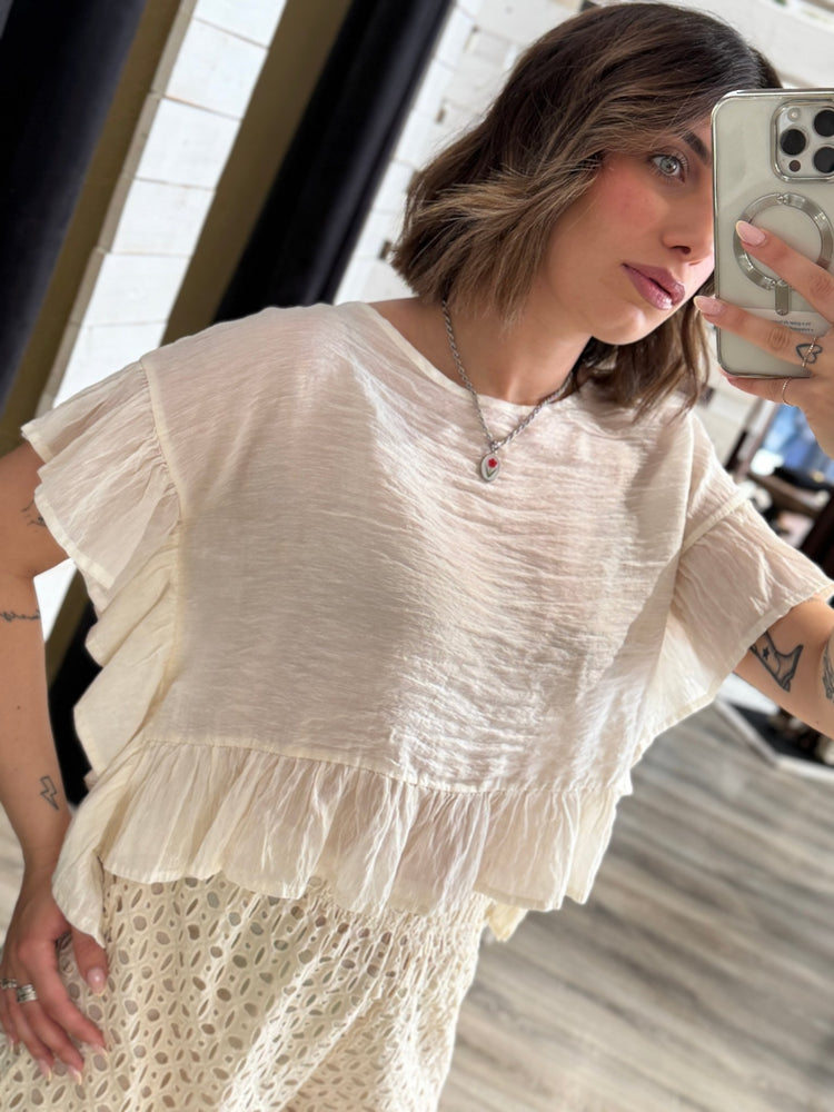 Blusa in lino goffrato con voile Susy Mix - GiuGiò | Shop online