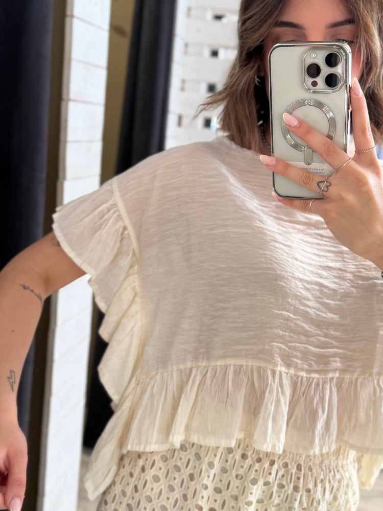 Blusa in lino goffrato con voile Susy Mix - GiuGiò | Shop online