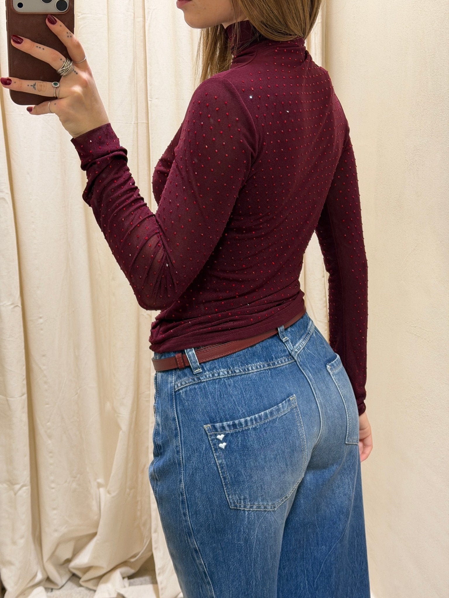 Blusa lupetto in tulle con micro - brillantini OdìOdi - GiuGiò | Shop online