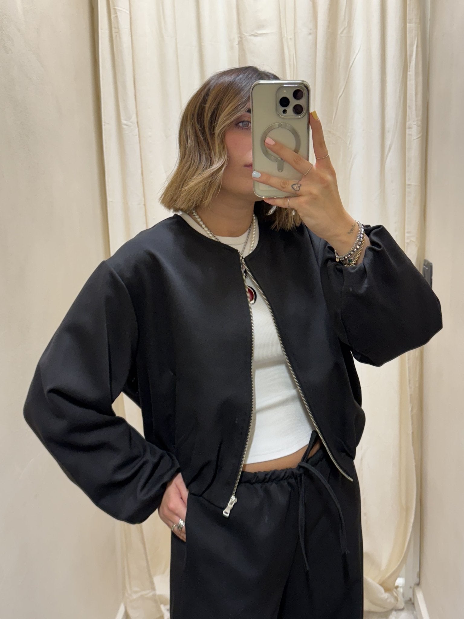 Bomber crop arricciato My - d - GiuGiò | Shop online