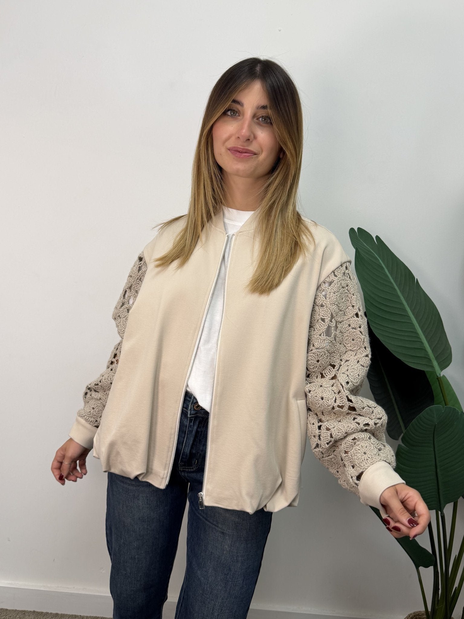 Bomber Dalia manica crochet MyD - GiuGiò | Shop online