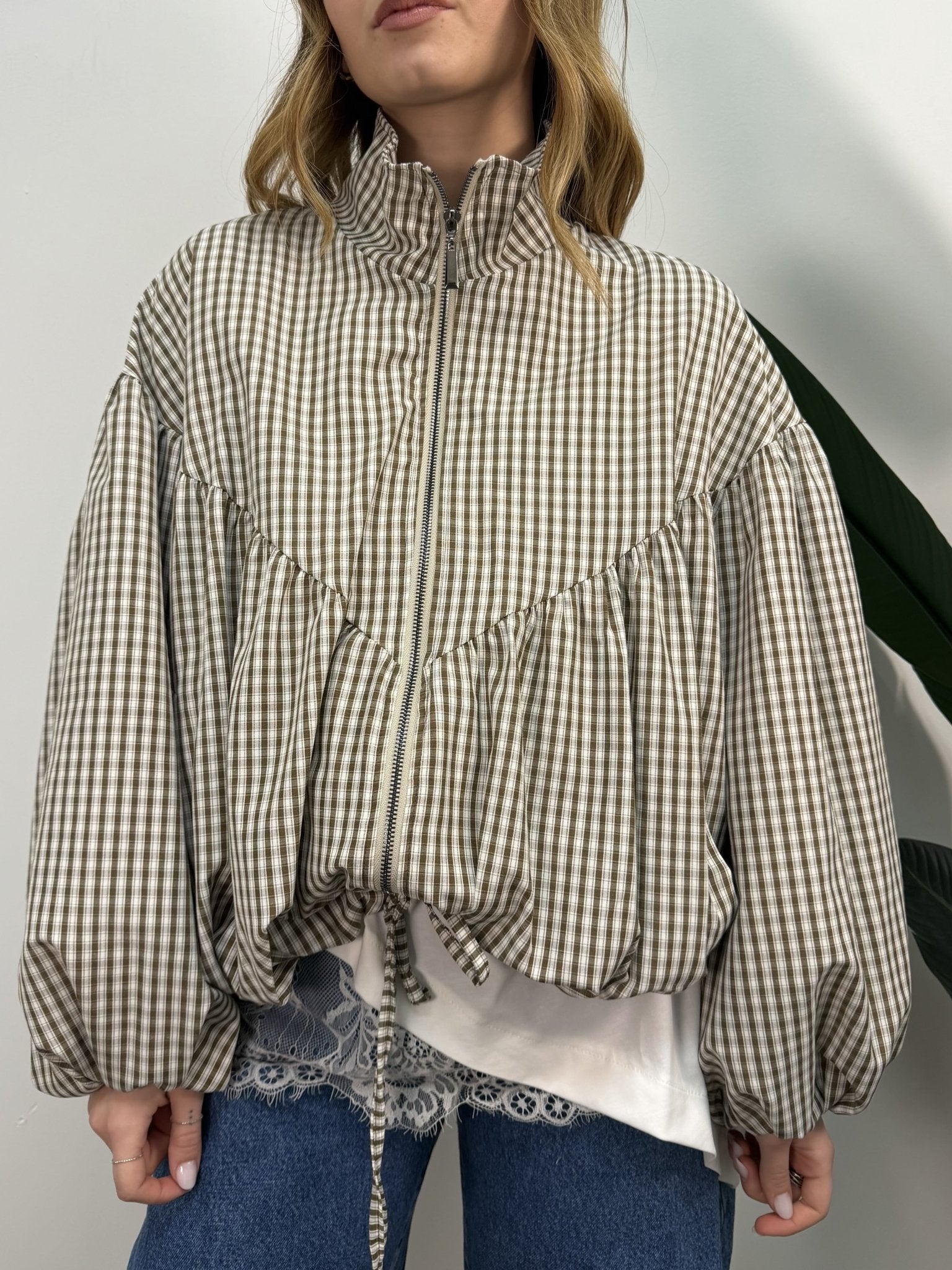 Bomber in cotone stampa vichy con zip Tensione In - GiuGiò | Shop online