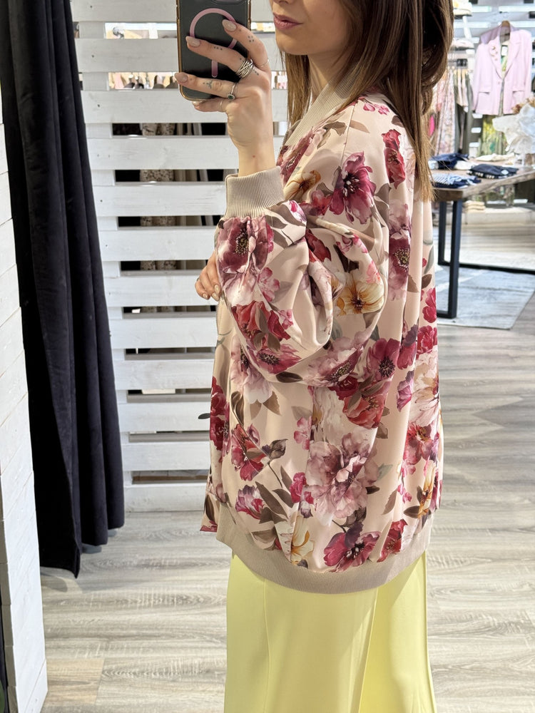Bomber in raso stampa floreale Susy Mix - GiuGiò | Shop online