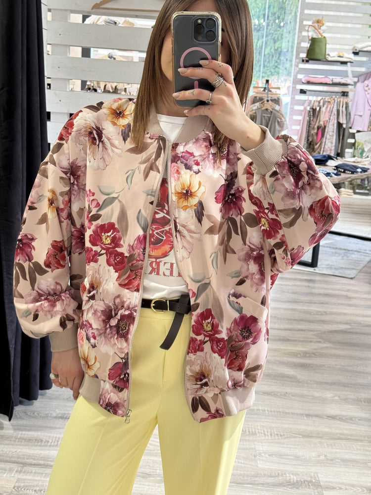 Bomber in raso stampa floreale Susy Mix - GiuGiò | Shop online