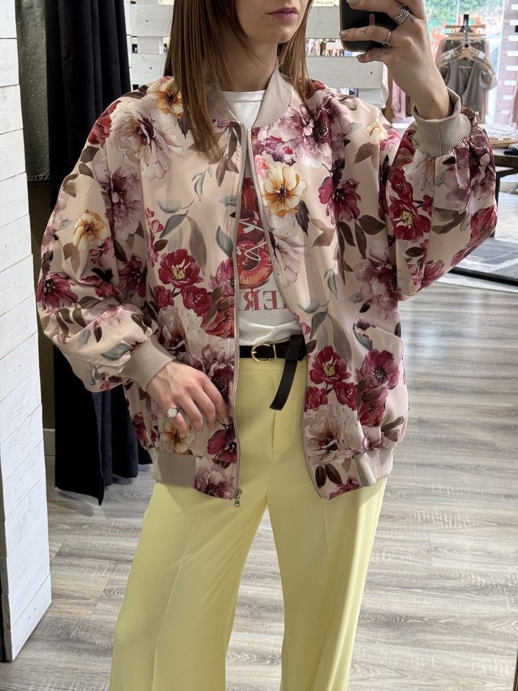 Bomber in raso stampa floreale Susy Mix - GiuGiò | Shop online