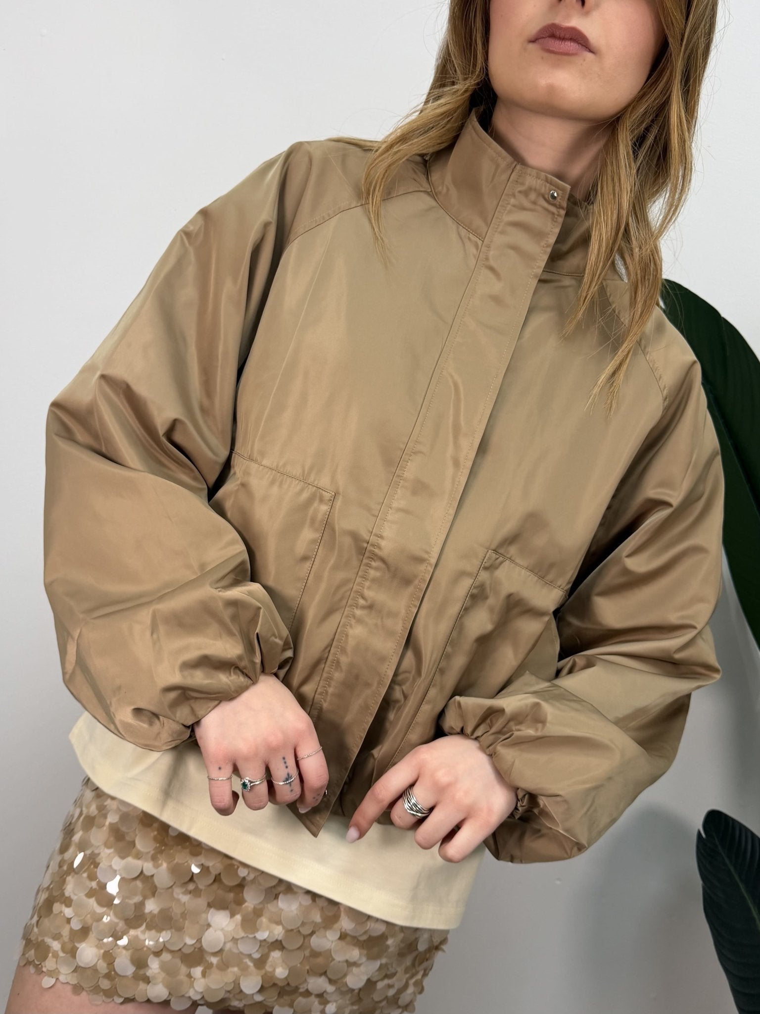 Bomber puffer in raso con zip frontale MyD - GiuGiò | Shop online