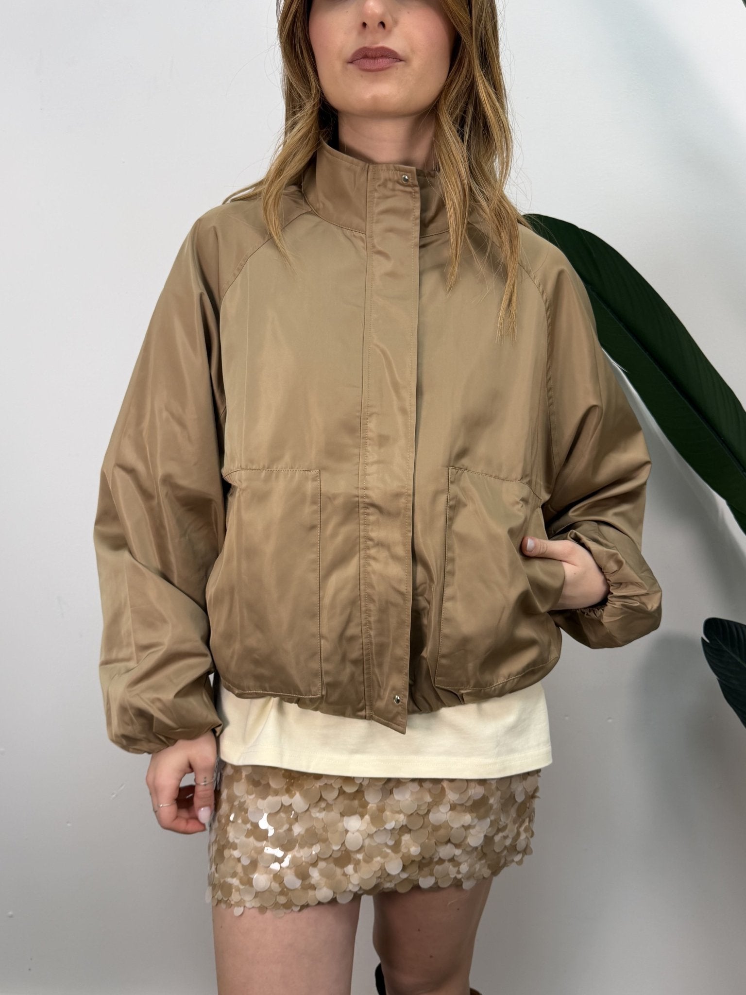 Bomber puffer in raso con zip frontale MyD - GiuGiò | Shop online