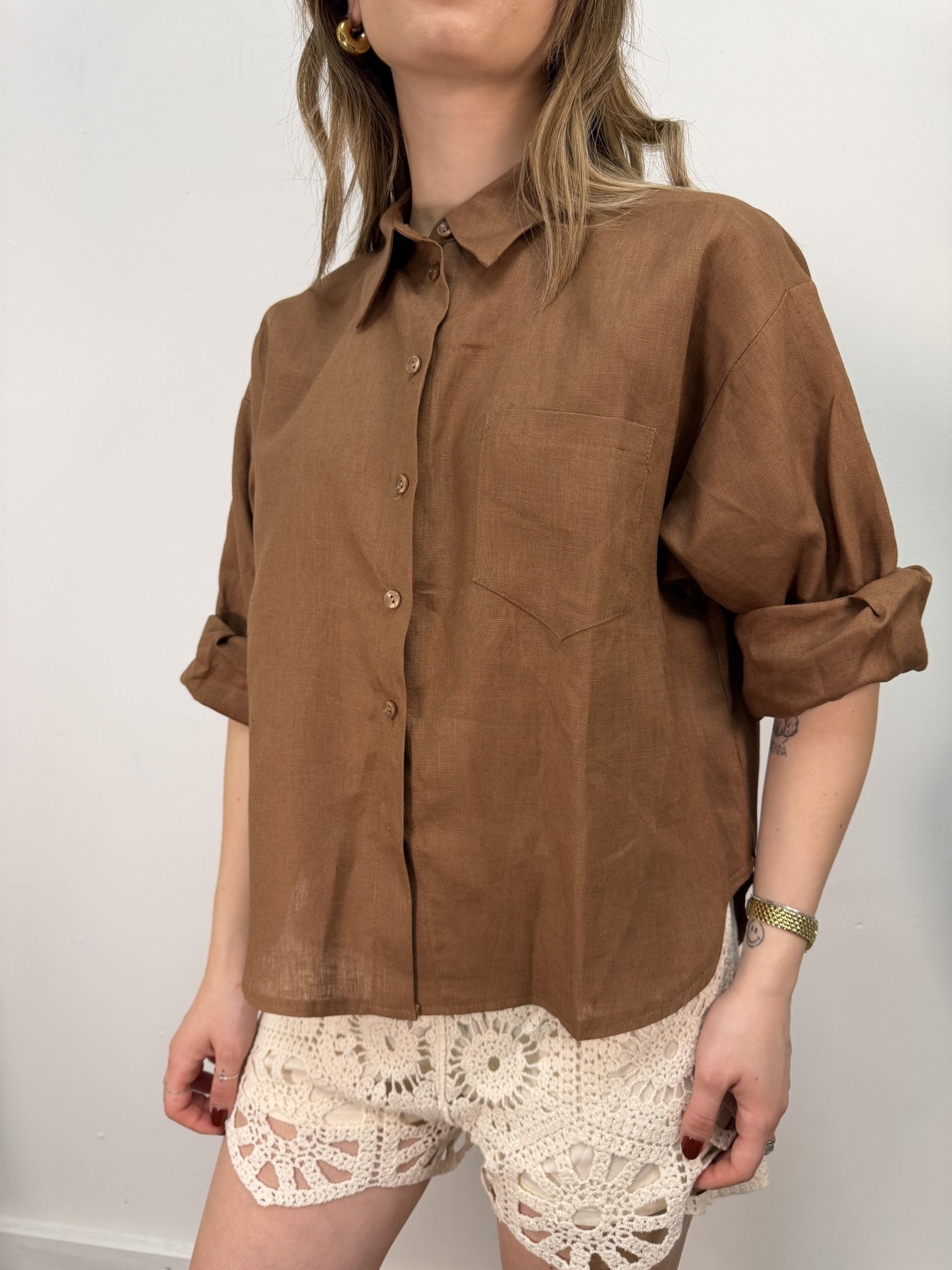 Camicia 100% Lino con taschino Tensione In - GiuGiò | Shop online