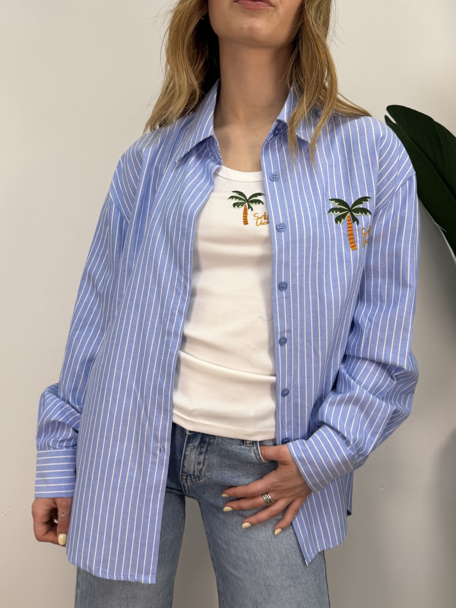 Camicia bacchettata con ricamo + canotta ricamo Susy Mix - GiuGiò | Shop online